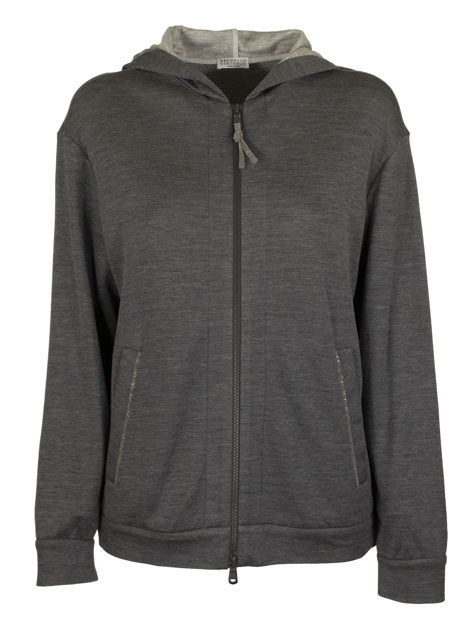 BRUNELLO CUCINELLI LIGHT COTTON AND SILK TERRY SWEATSHIRT WITH JEWELS,11310814
