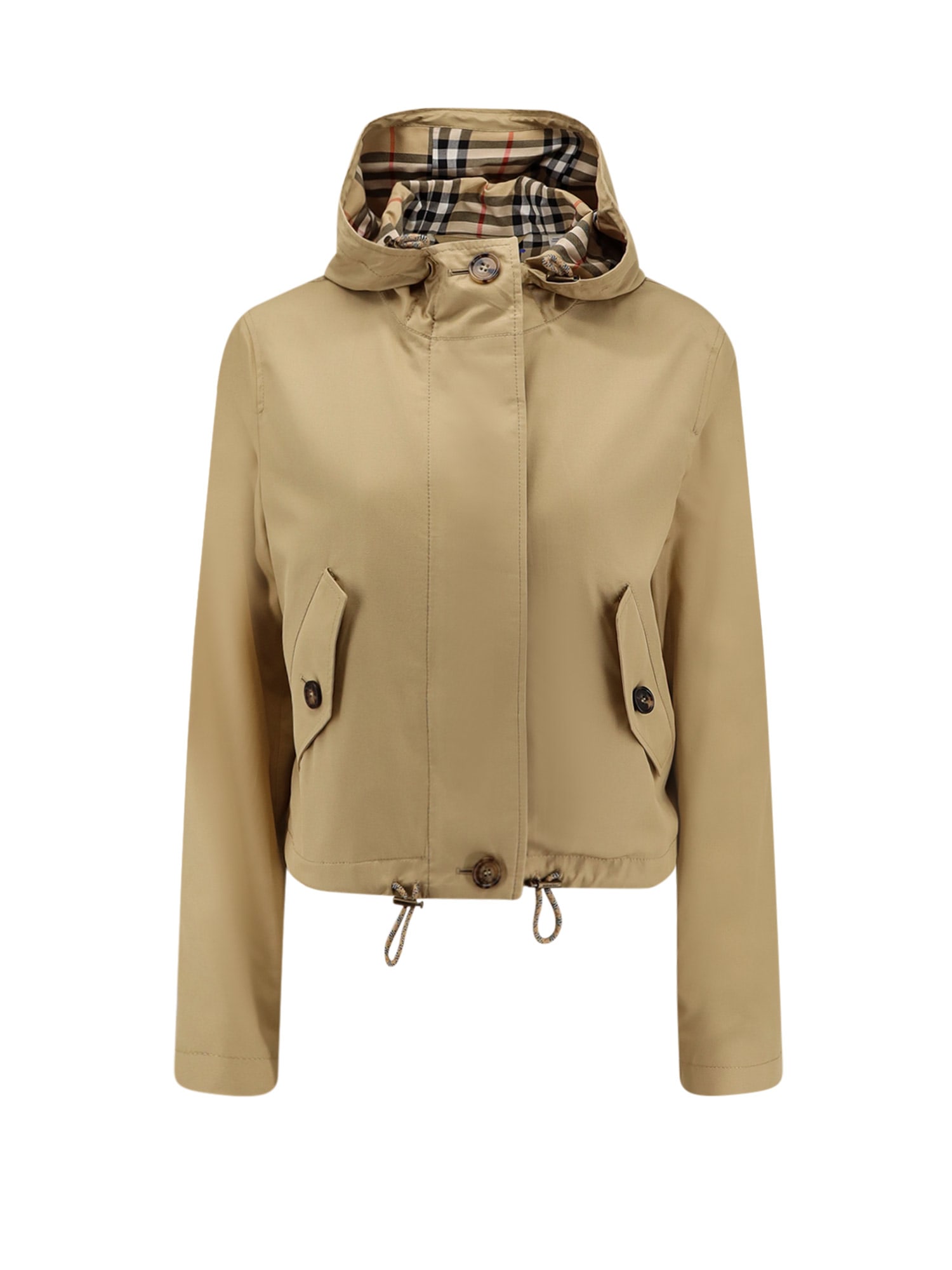 Burberry Gabardine Cropped Parka In Brown