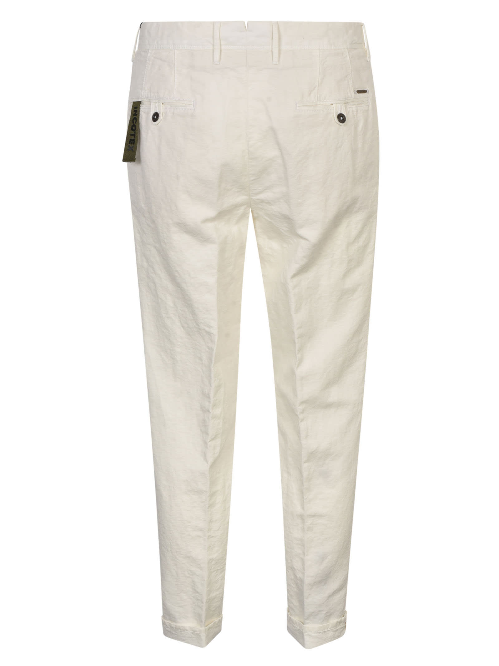 Shop Incotex Plain Cropped Trousers In Bianco