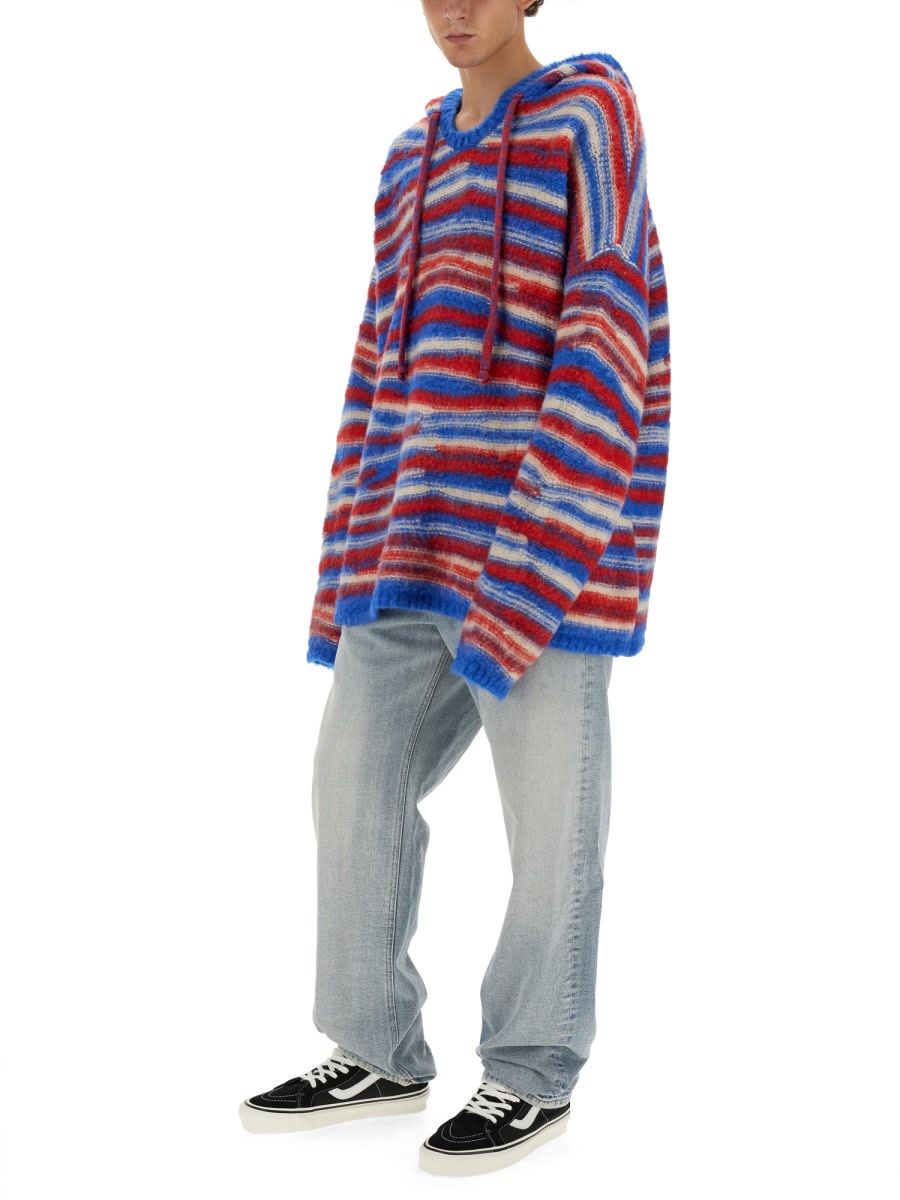 Shop Erl Hooded Shirt In Multicolour