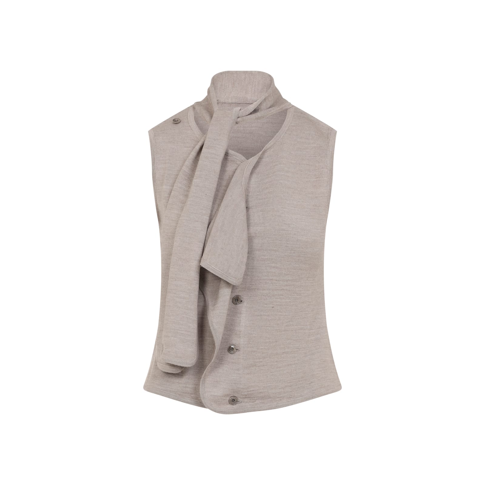 Lemaire Asymmetrical Sleeveless Cardigan In Brown