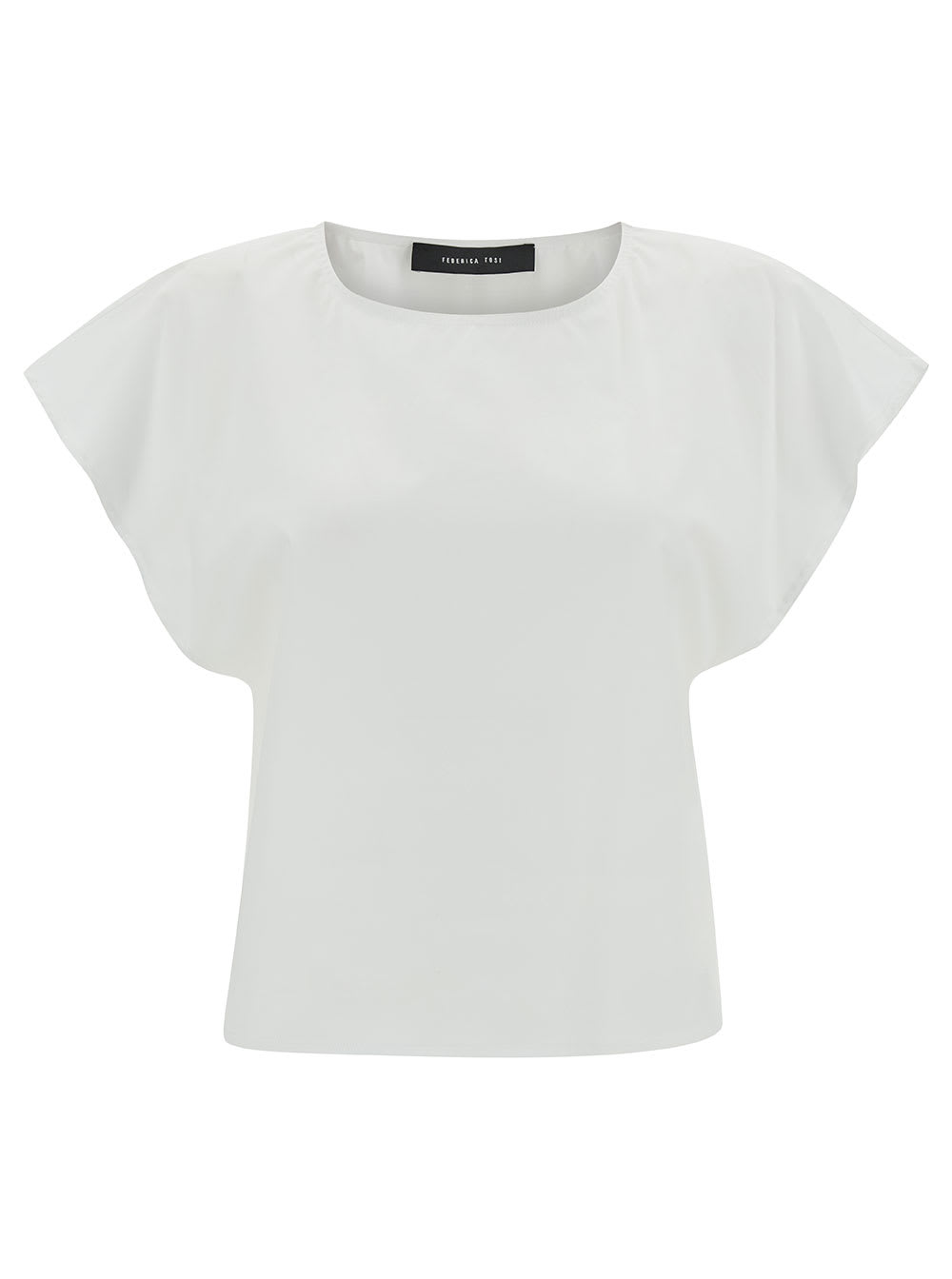 White Top With Cap Sleeves In Stretch Cotton Woman