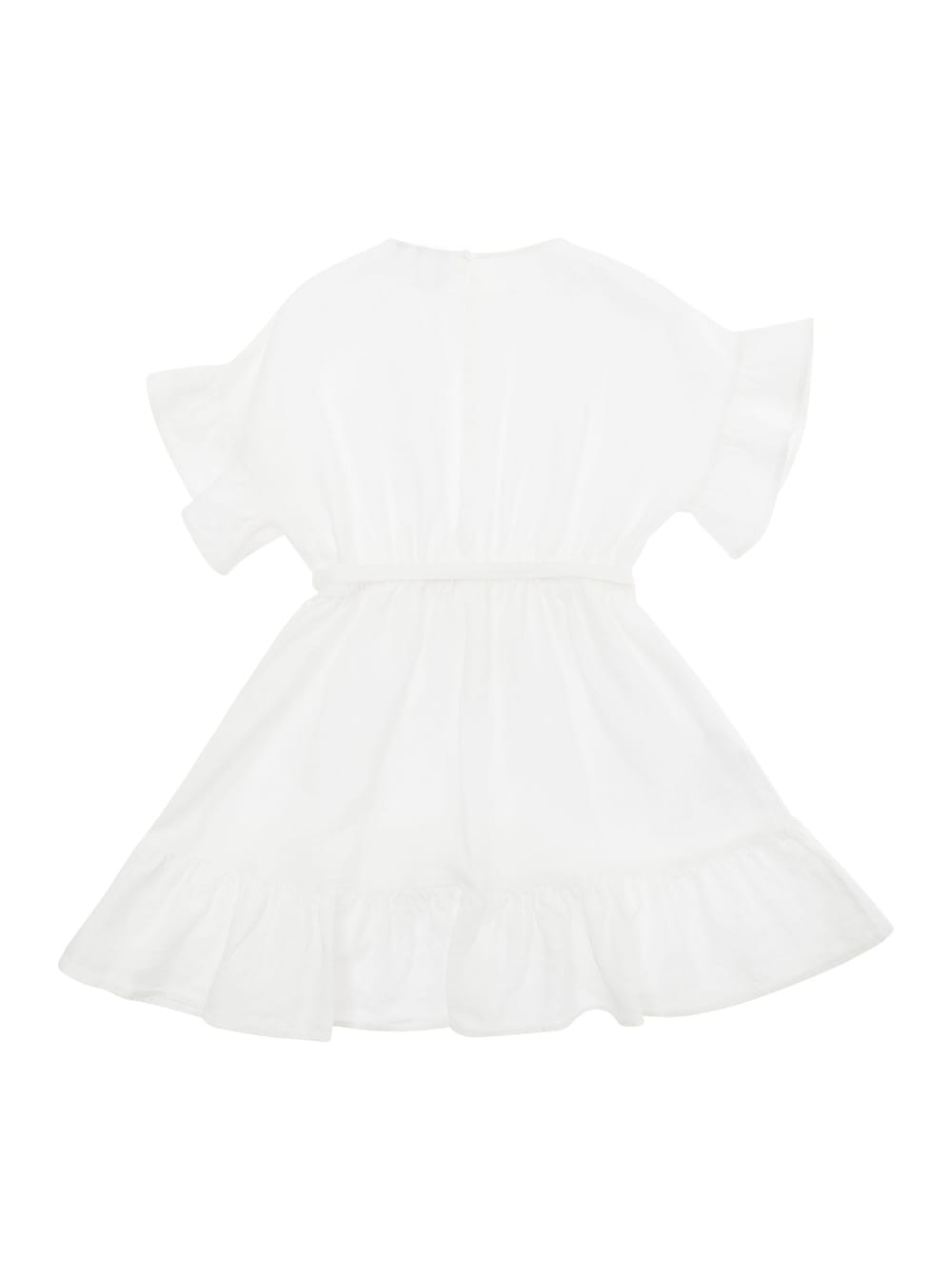 Shop Aspesi White Ruffled Mini Dress In Linen Girl