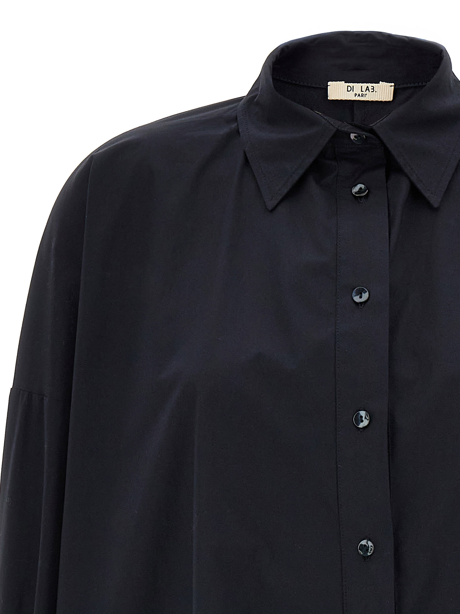 Di.la3 Pari' Blue Cotton Shirt In Black