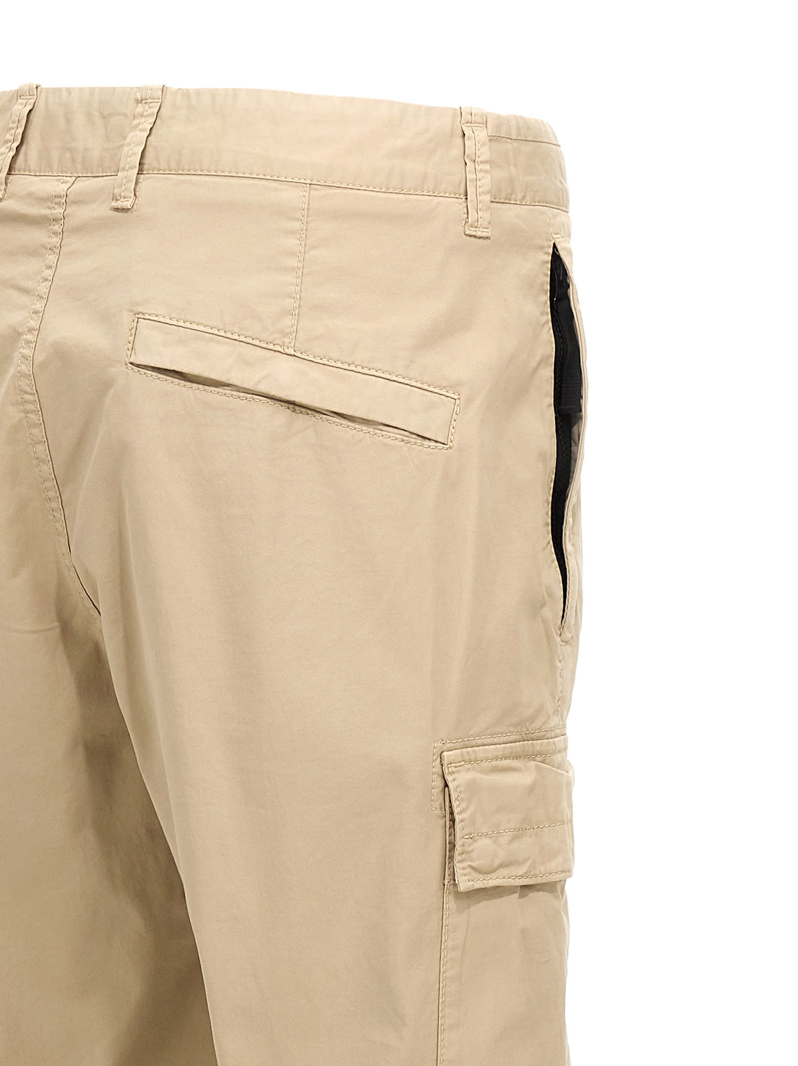 Shop Stone Island Logo Patch Cargo Pants In Beige