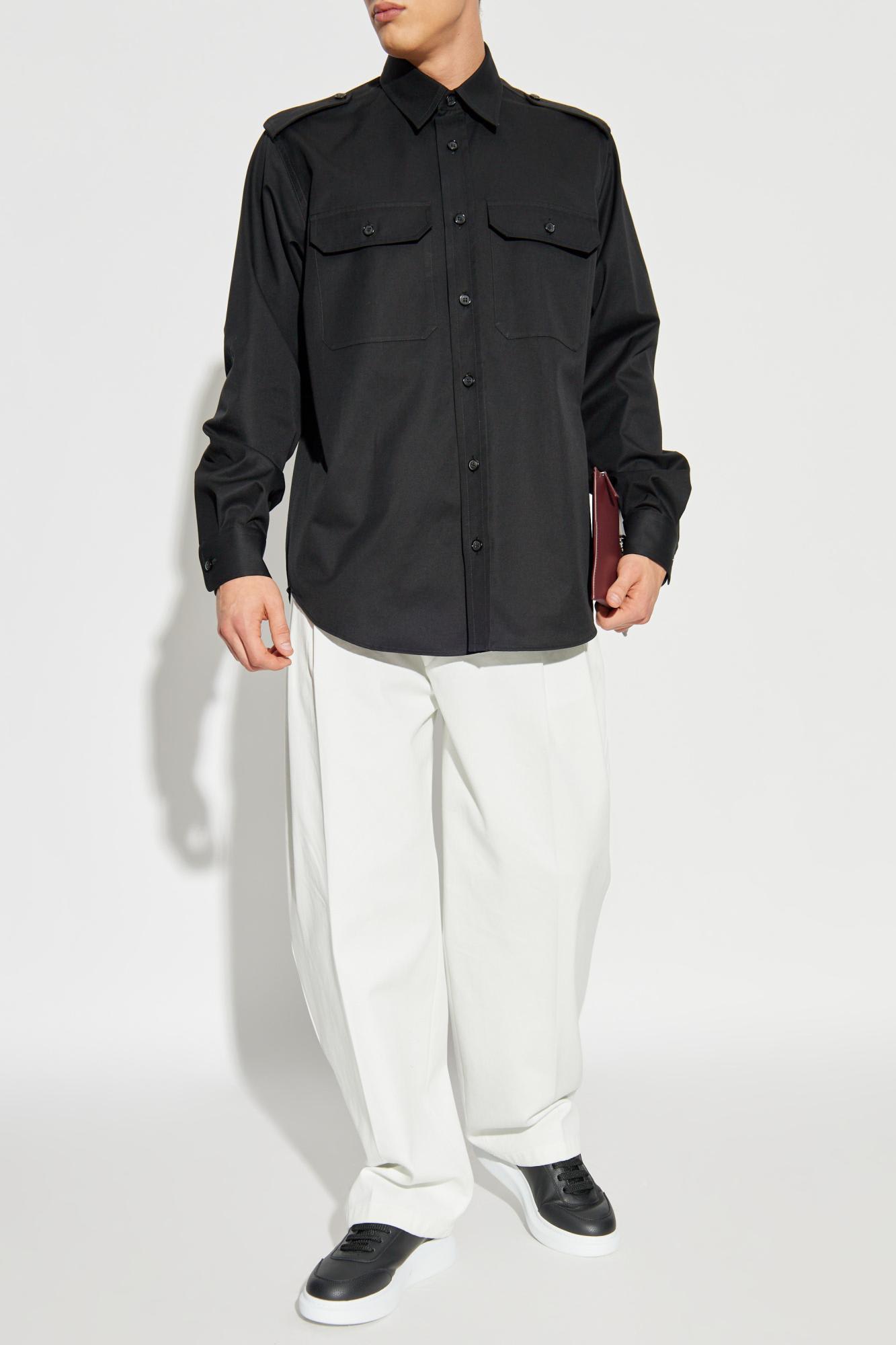 Alexander Mcqueen Shirt With Epaulettes On The Shoulders In Animal Print