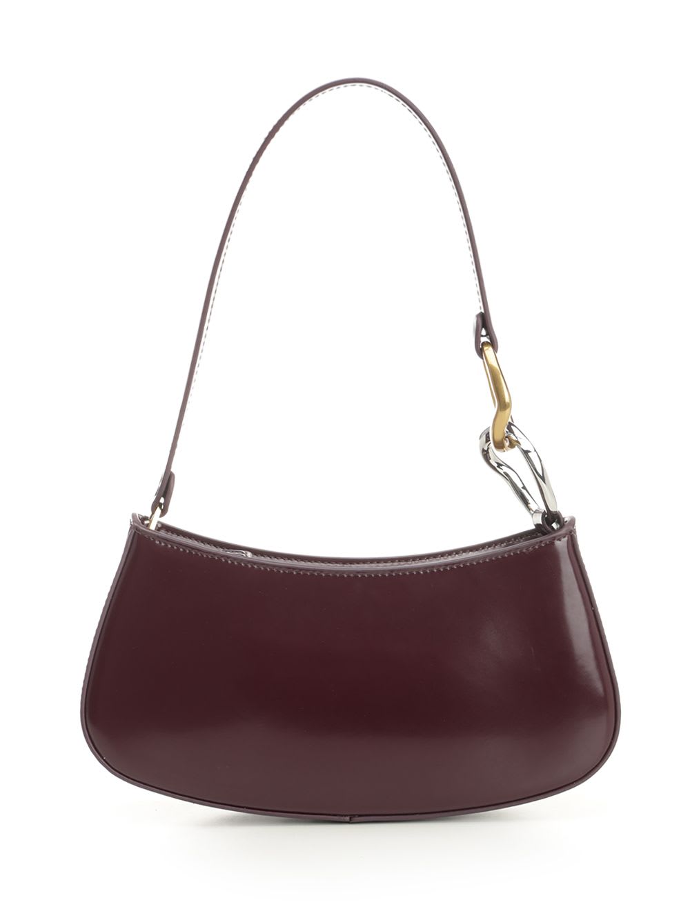 Staud Ollie Shoulder Bag With Curved Handle In Burgundy