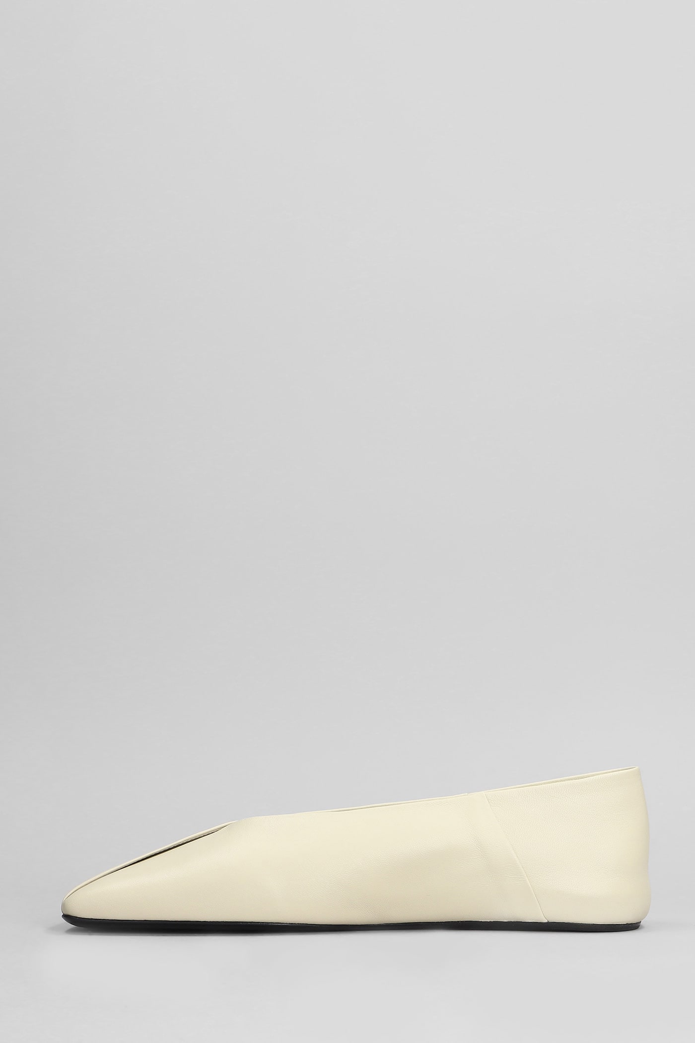 Jil Sander Ballet Flats In Beige Leather In Beige