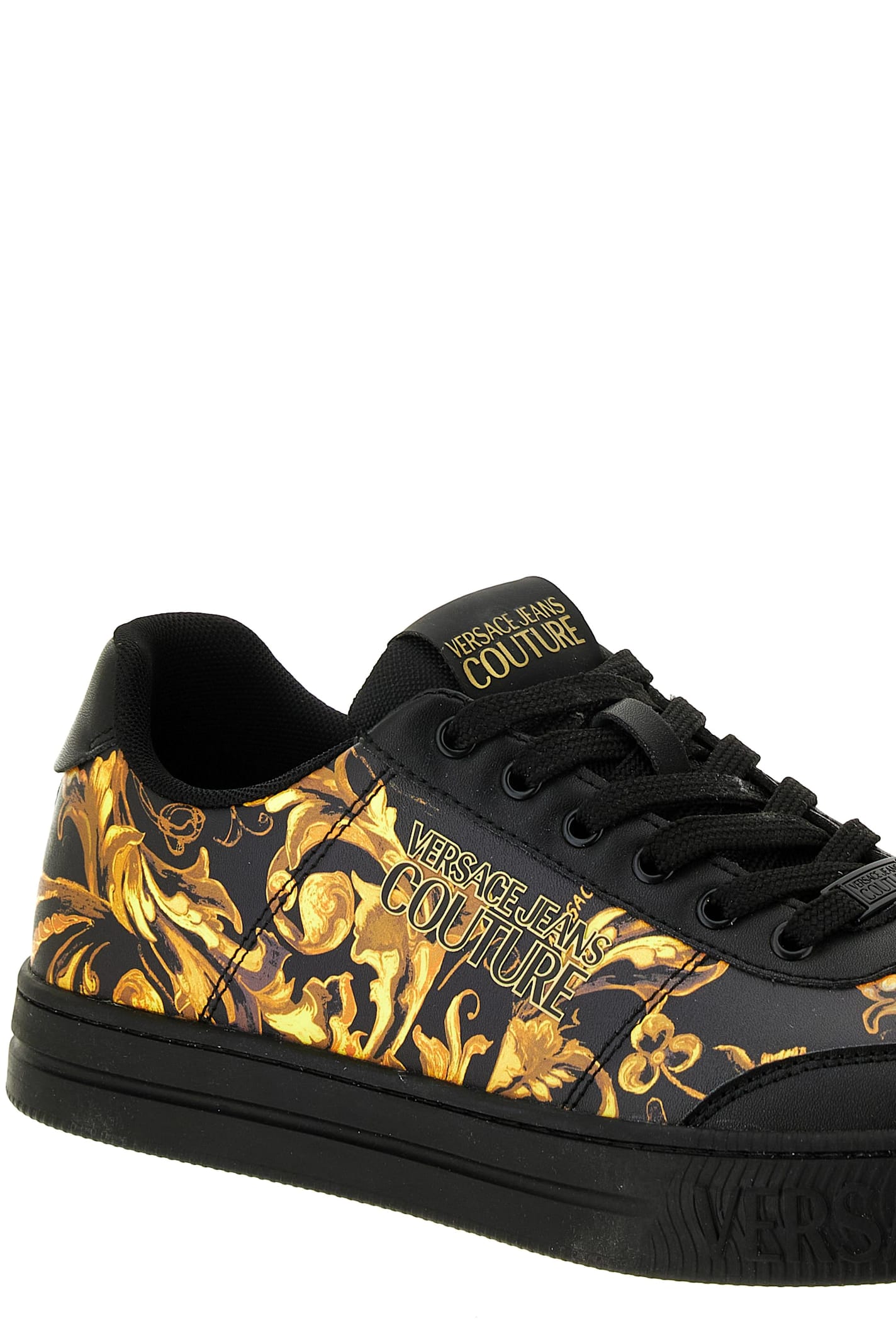 Versace Jeans Couture Baroque-print Sneakers In Black