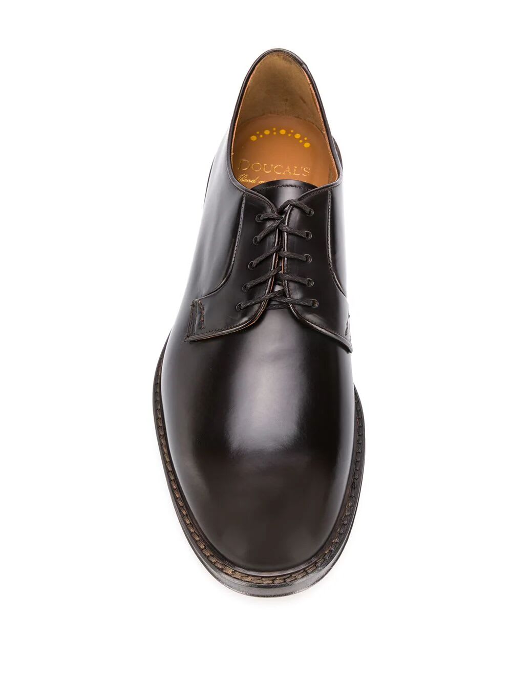 Doucal's Almond Toe Lace-up Derby Shoes In Ebony