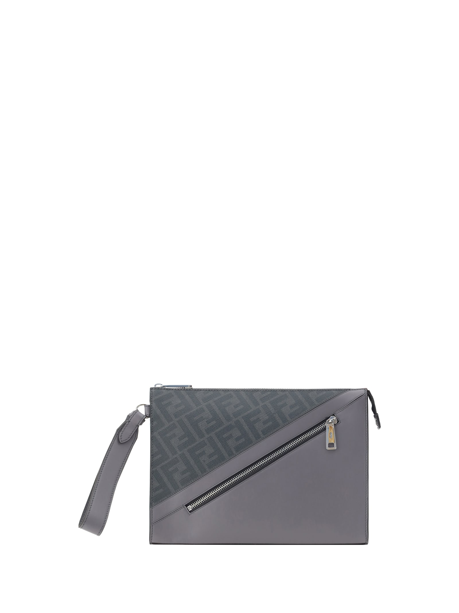 Shop Fendi Clutch Bag In Acciaio+palladio