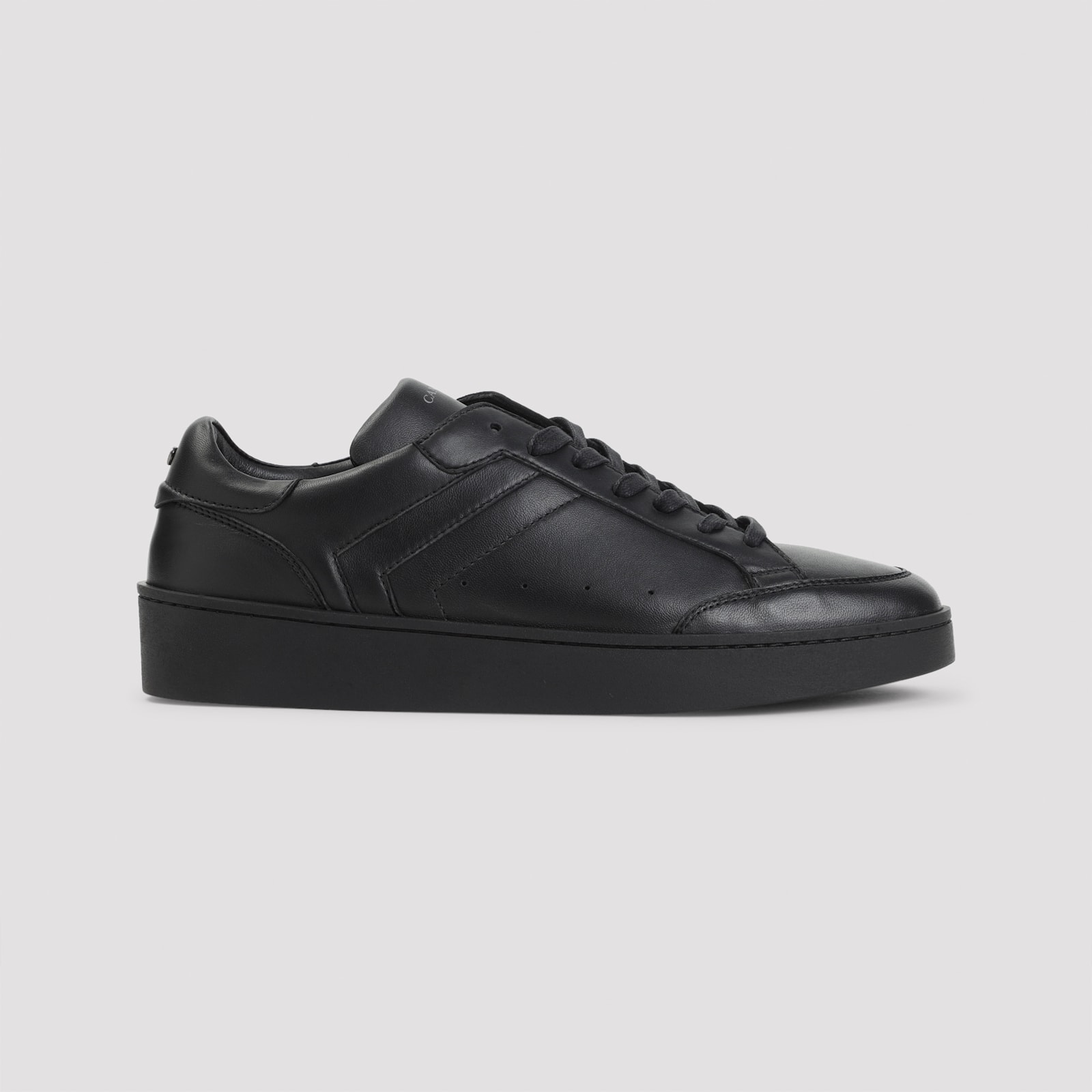 Canali Refined Black Sneakers With Durable Rubber Sole In Black