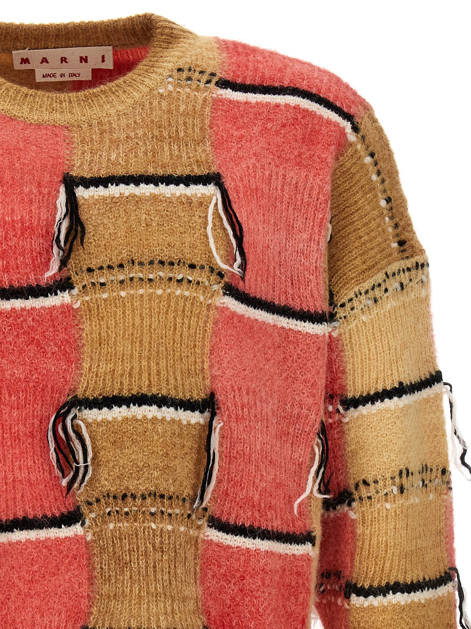 Shop Marni Fringed Multicolor Sweater