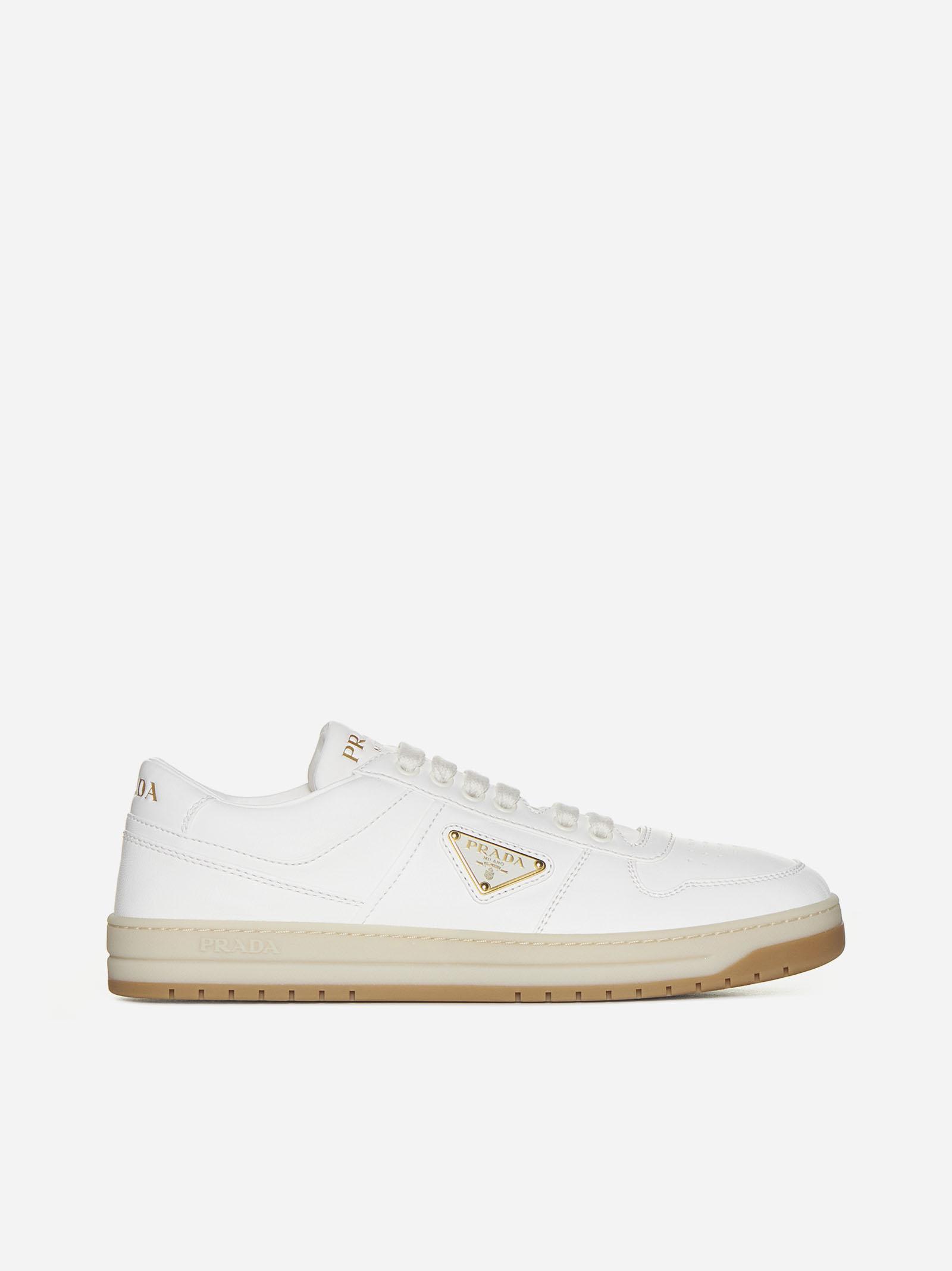 Prada Downtown Bold Lace-up Sneakers In White