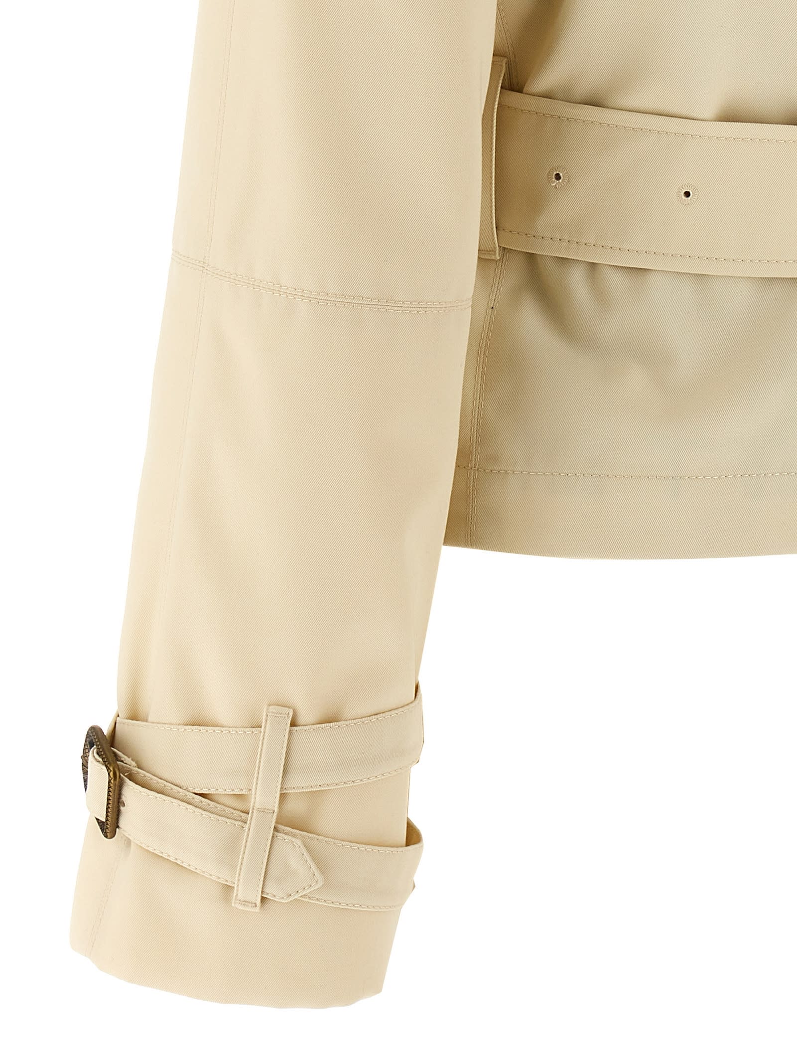 Shop Burberry Short Trench Coat In White