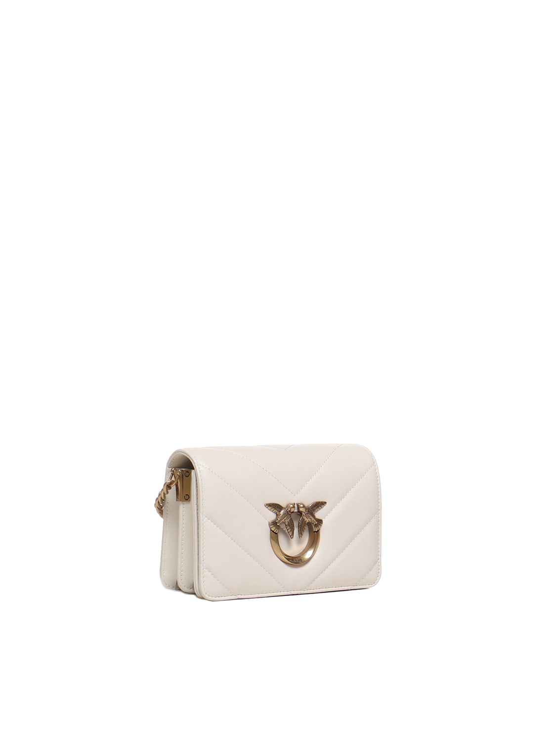 Shop Pinko Love Click Mini Crossbody Bag In White