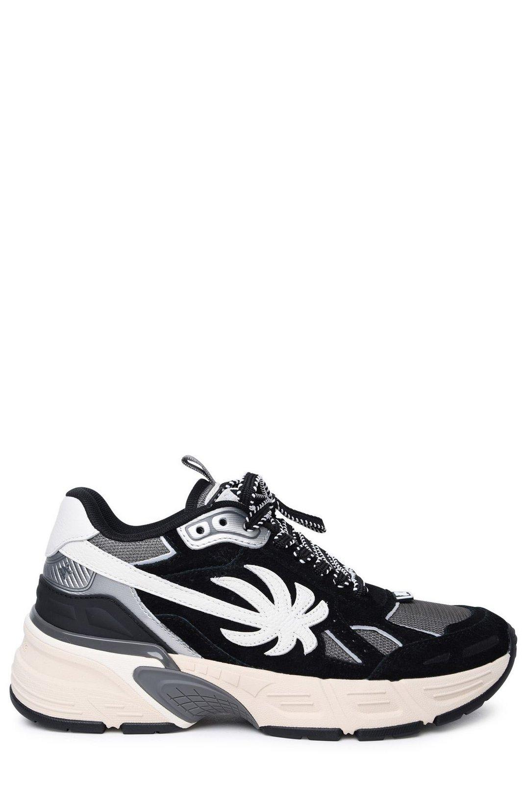 Shop Palm Angels The Palm Runner Round Toe Sneakers In Black Grey