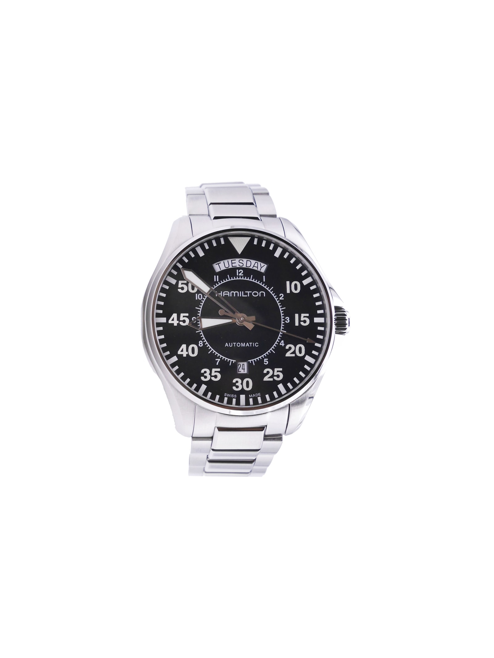 Hamilton Khaki Aviation Pilot Day Date Auto Black-steel Bracelet 42mm Watches