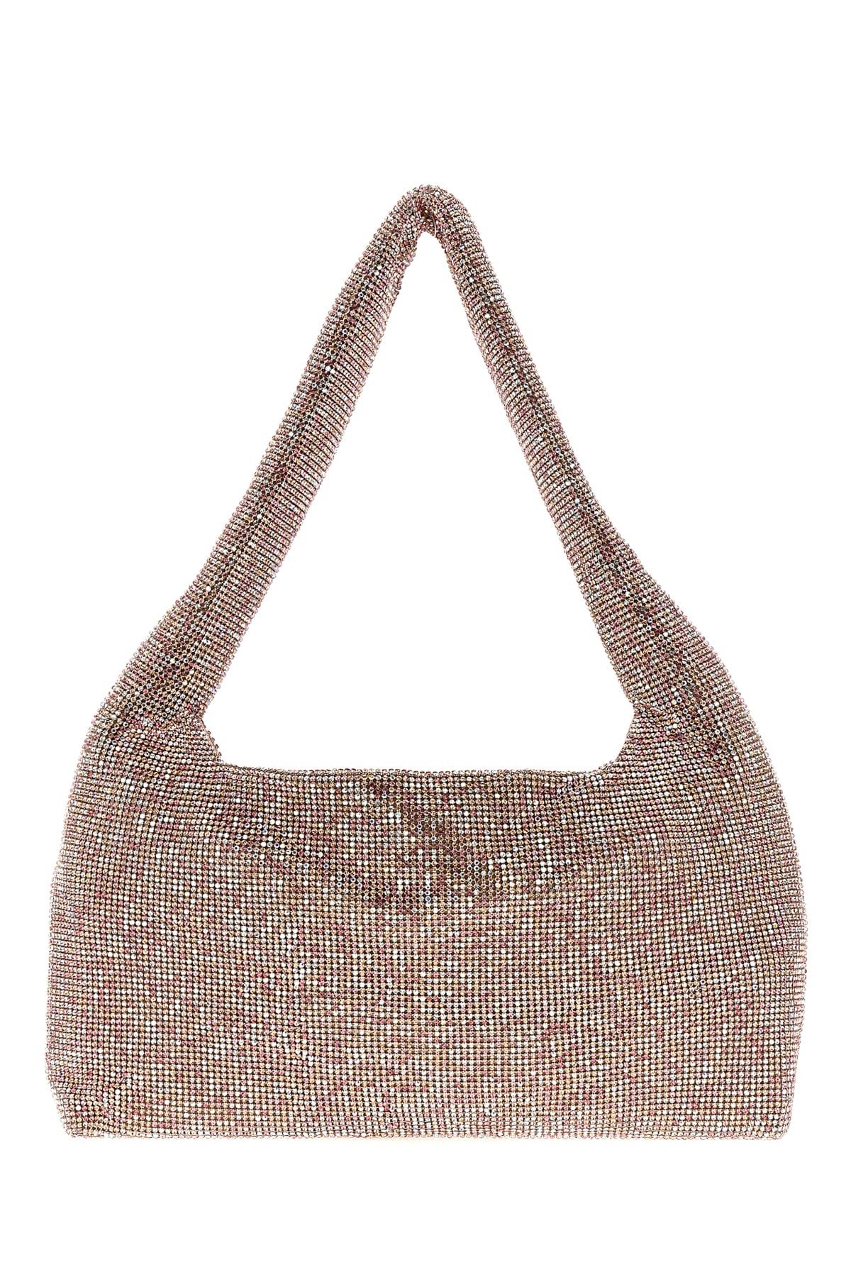 Shop Kara Embellished Fabric Crystal Mesh Shoulder Bag In Pink Pixel