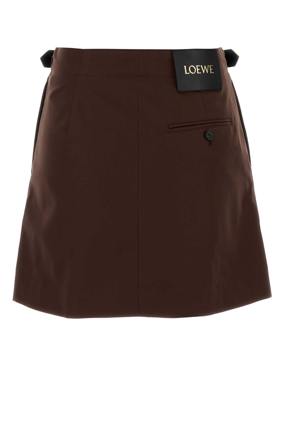 Loewe Mini Skirt With Back Pocket And Belt In Brown
