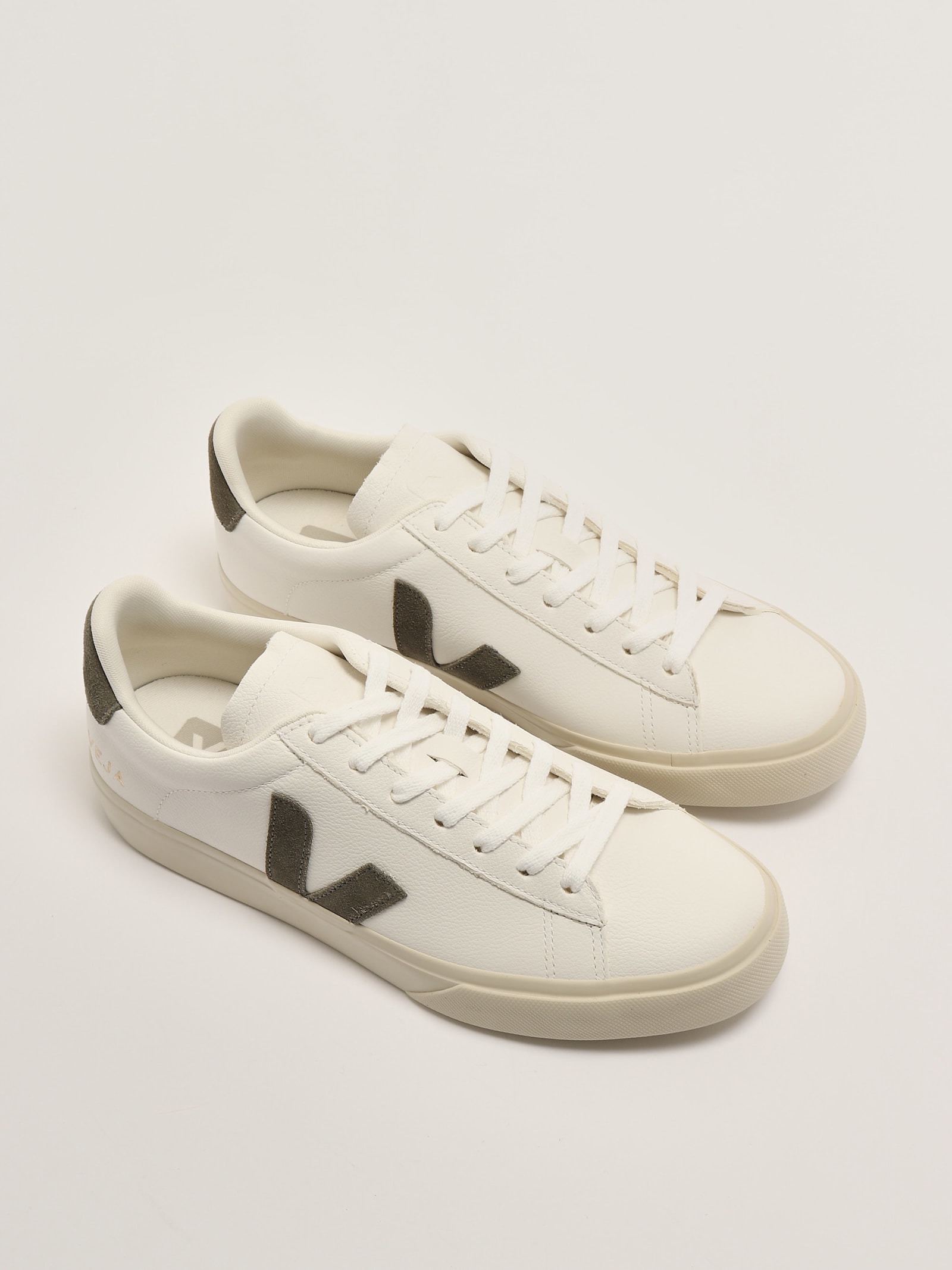 Veja White Campo Chromefree Leather Sneakers In Bianco V Kaki