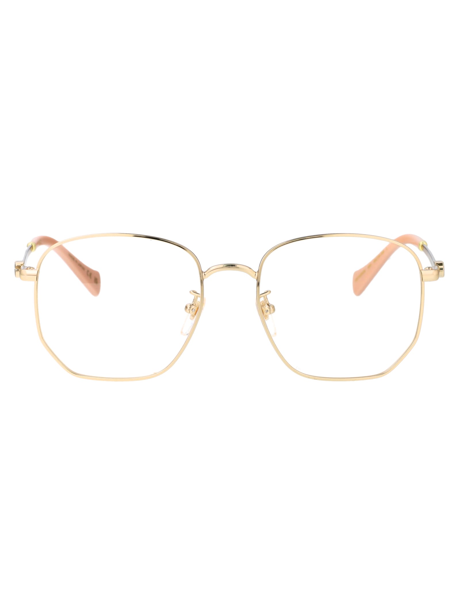 Gucci Gold Gold Transparent Acetate Glasses In Gold