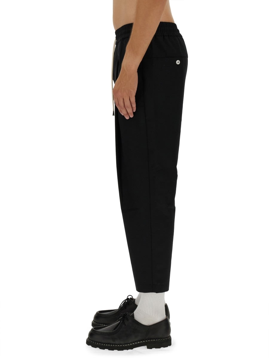 Drôle De Monsieur Black Carrot Pants With Drawstring In Wool Blend Man