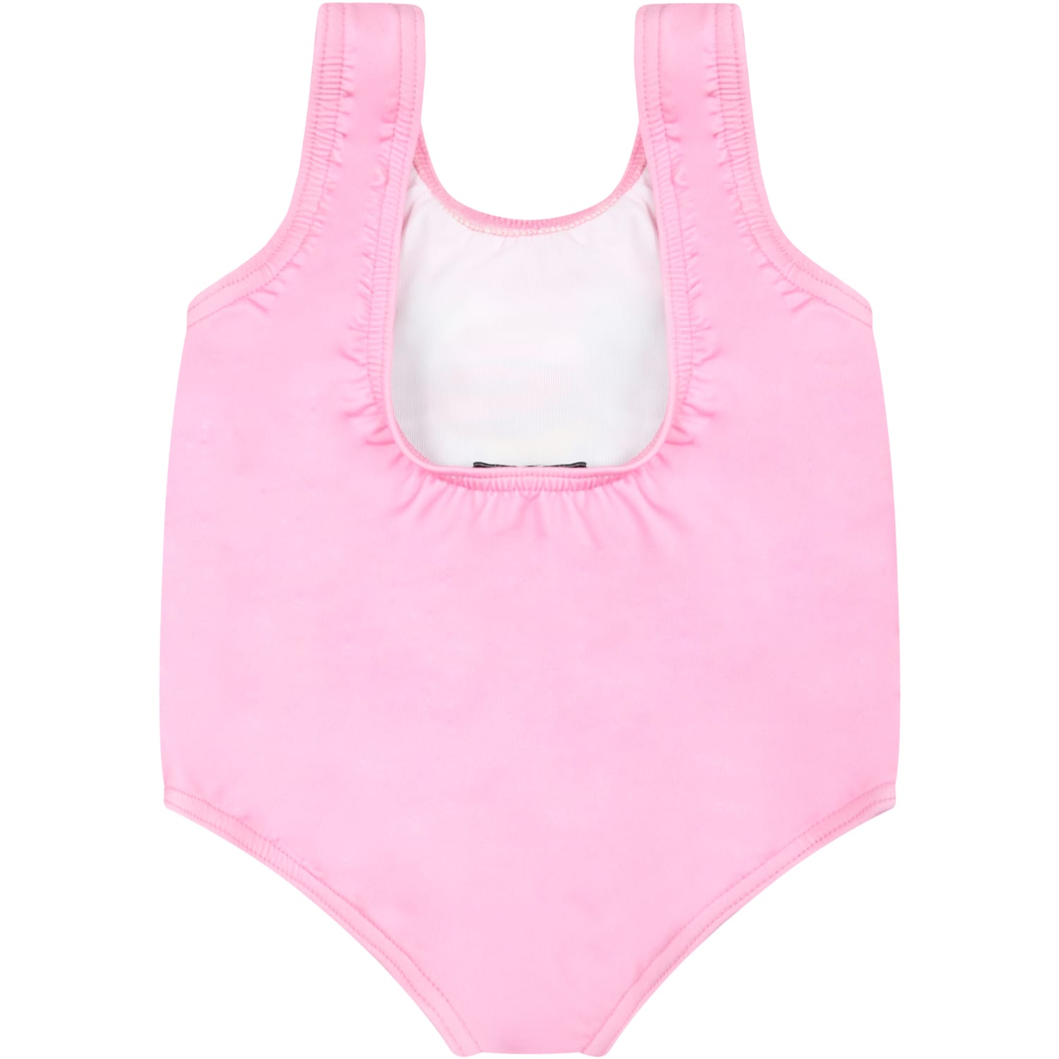 Shop Moschino Pink Swimsuit For Baby Girl