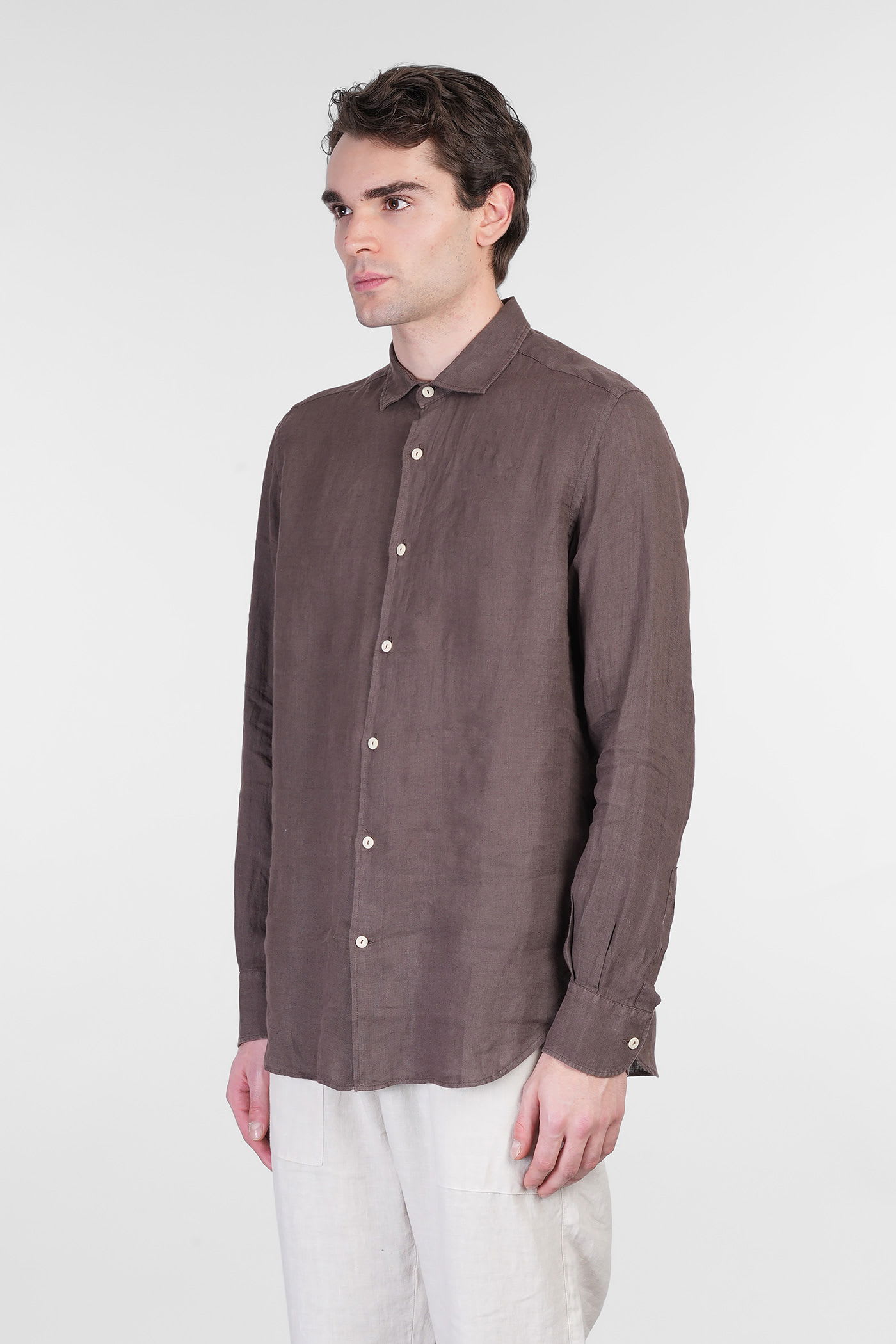 Mc2 Saint Barth Pamplona Shirt In Brown Linen In Brown