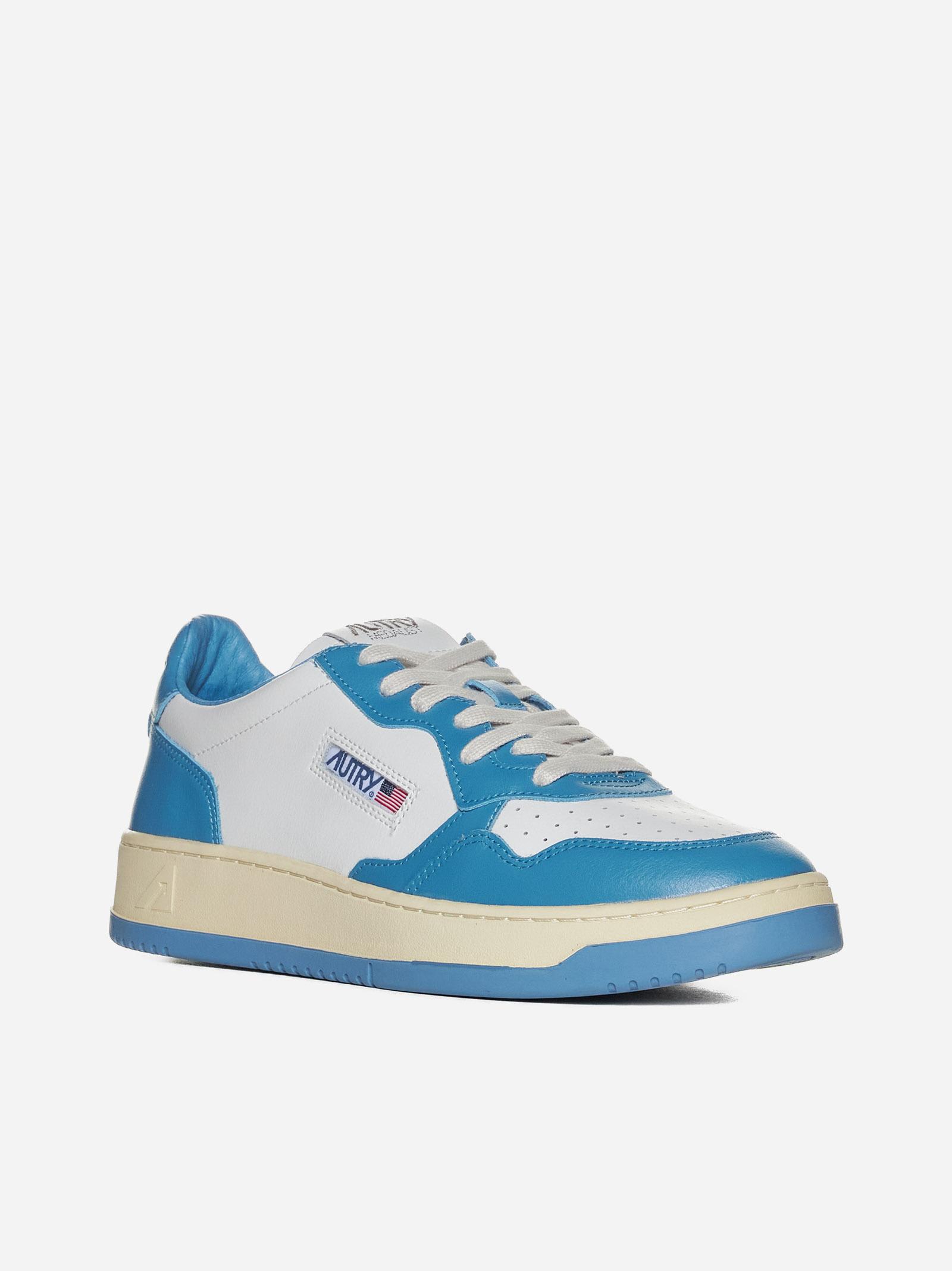Shop Autry Medalist Leather Low-top Sneakers In Clear Blue