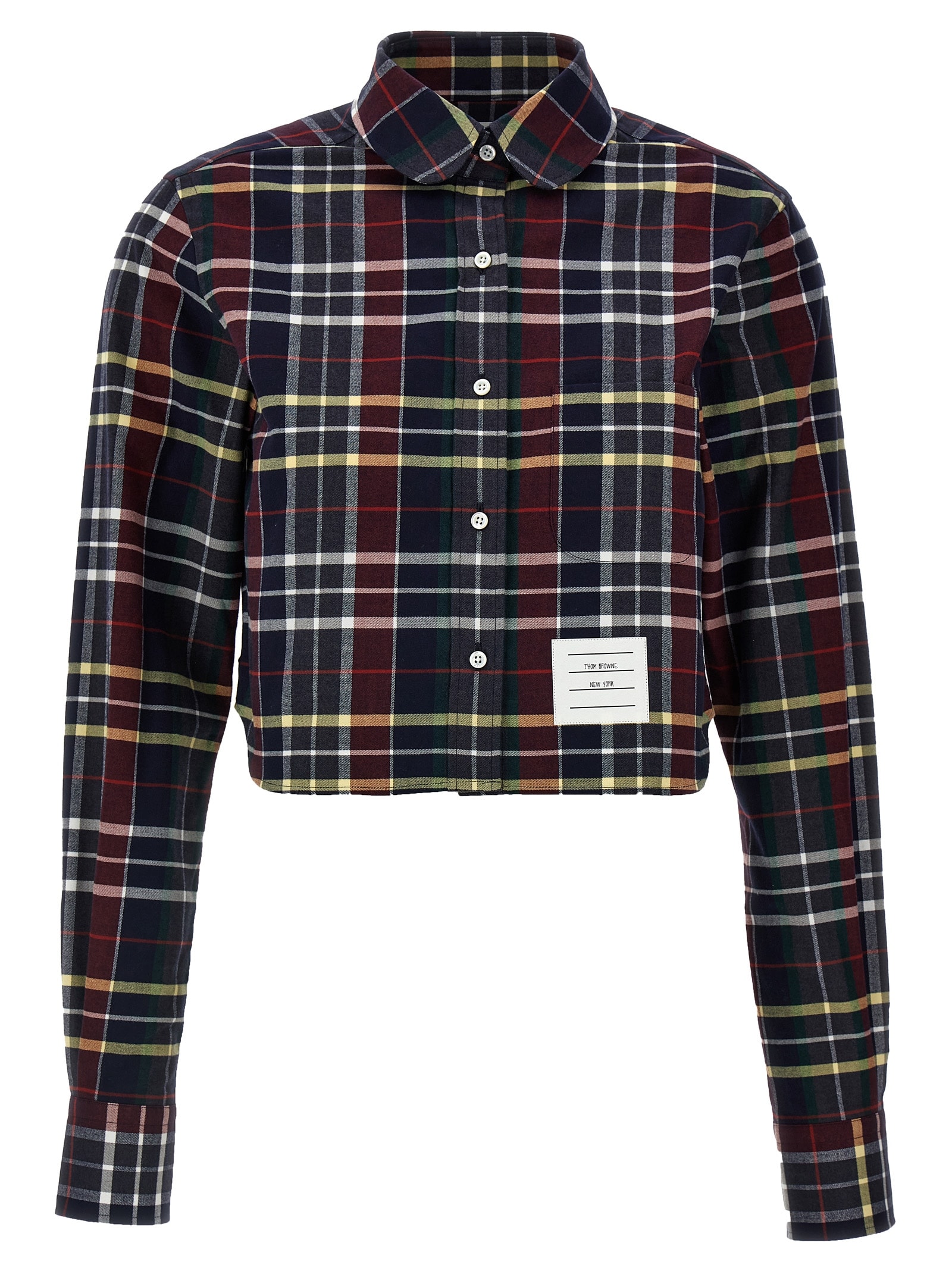 Shop Thom Browne Tartan Cropped Shirt In Multicolor