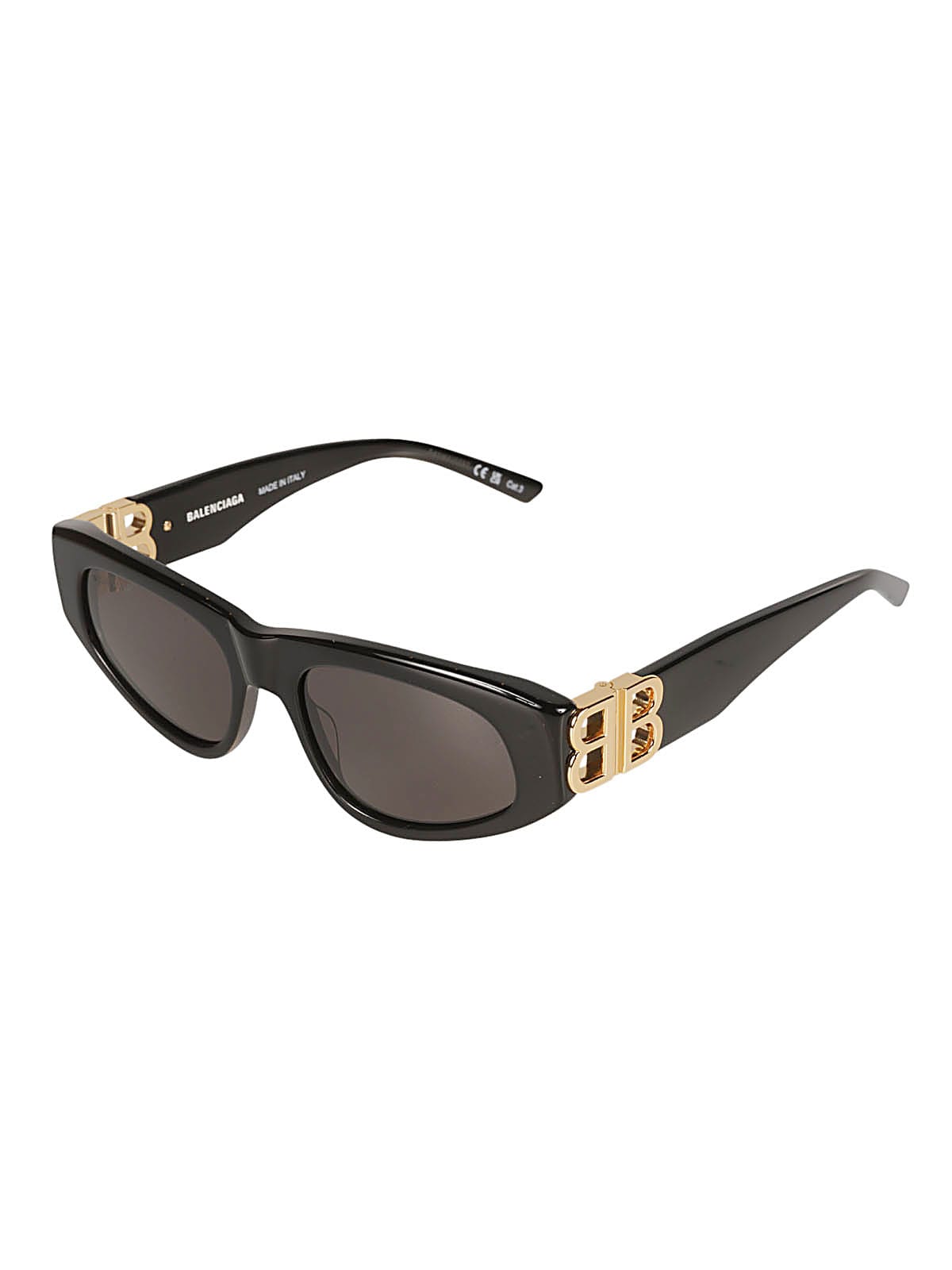 Shop Balenciaga Bb Hinge Logo Sunglasses In Black/gold/grey