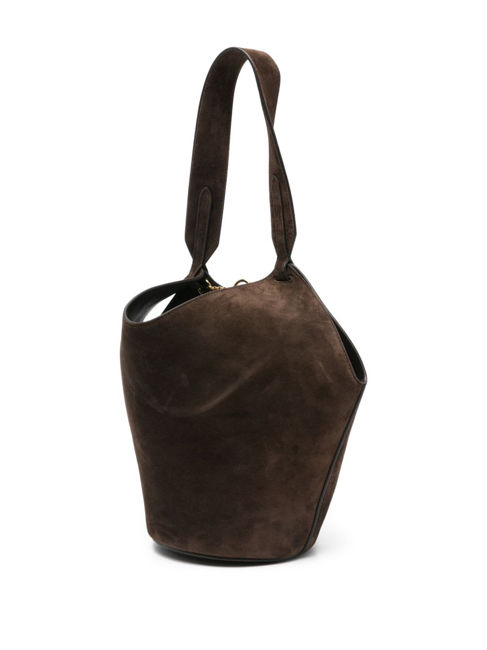 Khaite Lotus Mini Leather Bucket Bag In Brown