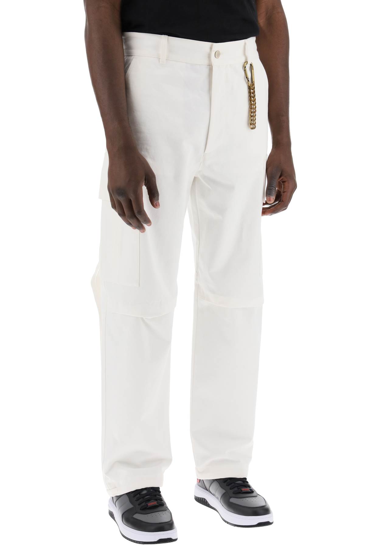 Shop Darkpark Saint Cotton Cargo Pants In Off White (white)