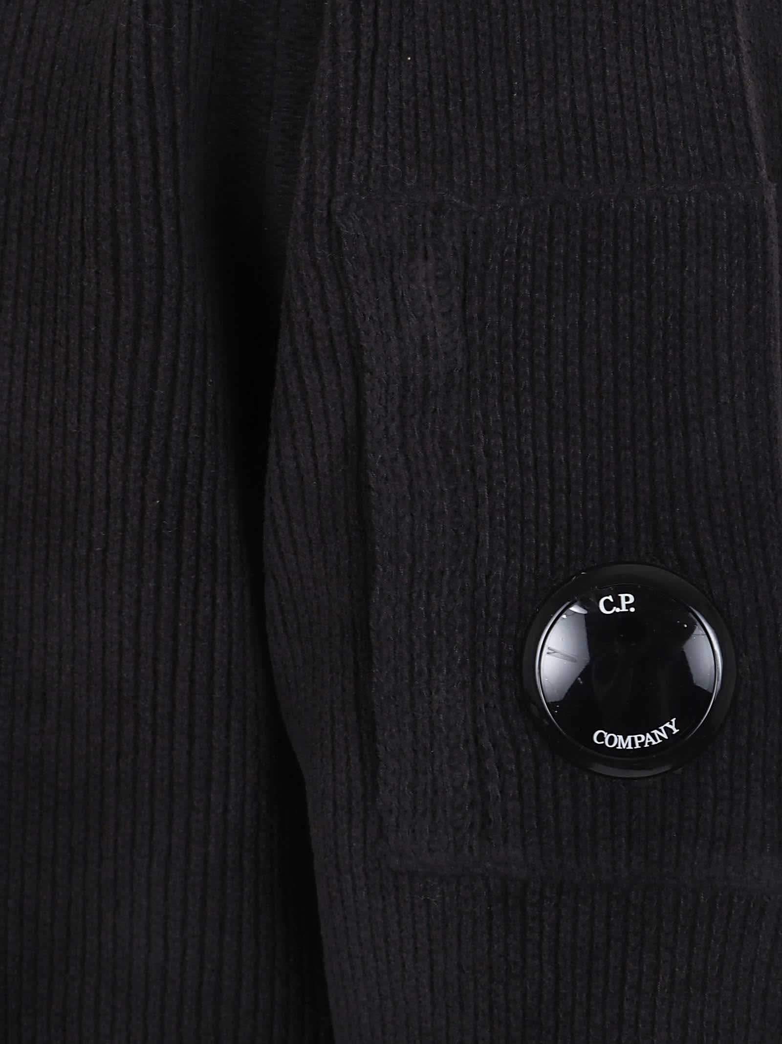 C.p. Company Knitwear Crew Neck In Chenille Cotton In Black