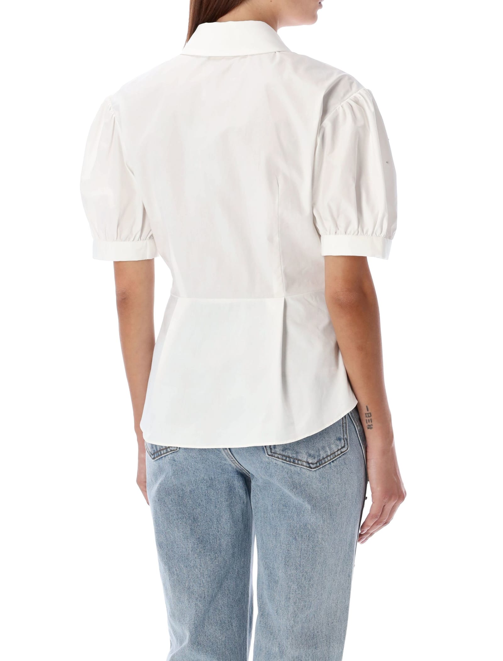 Shop Self-portrait Embellished Shirt In White