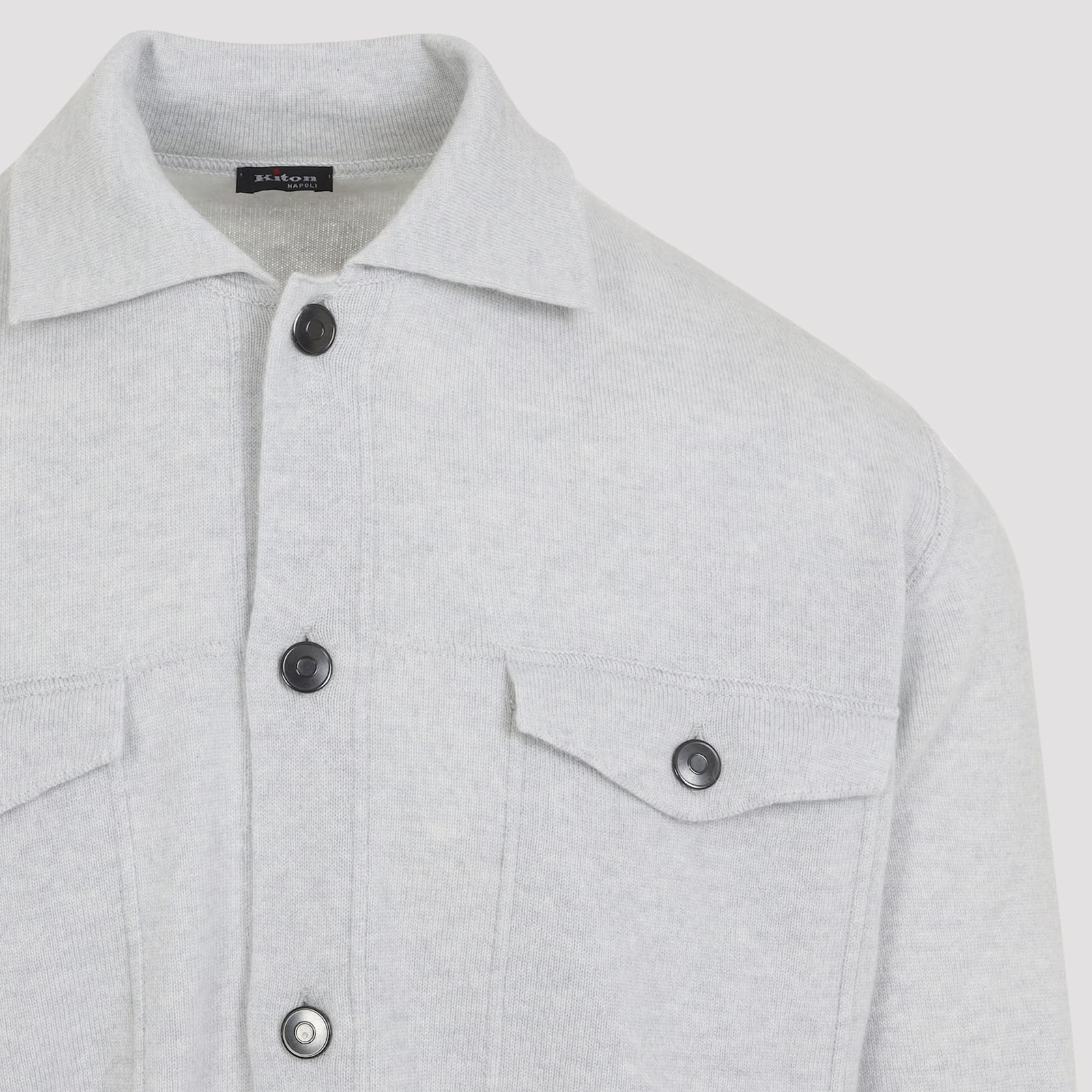 Kiton Stylish Jacket Featuring Chest Pockets And Long Sleeves In Gray