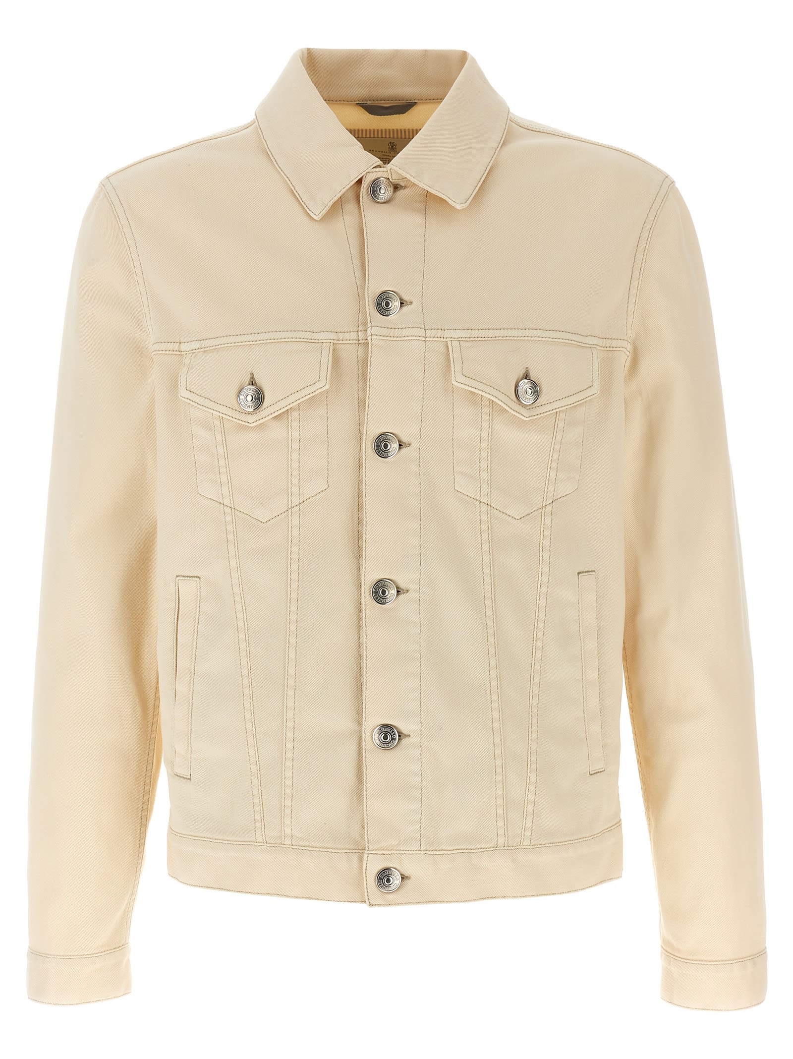 Brunello Cucinelli Denim Jacket Casual Jackets And Parka Beige In Neutral
