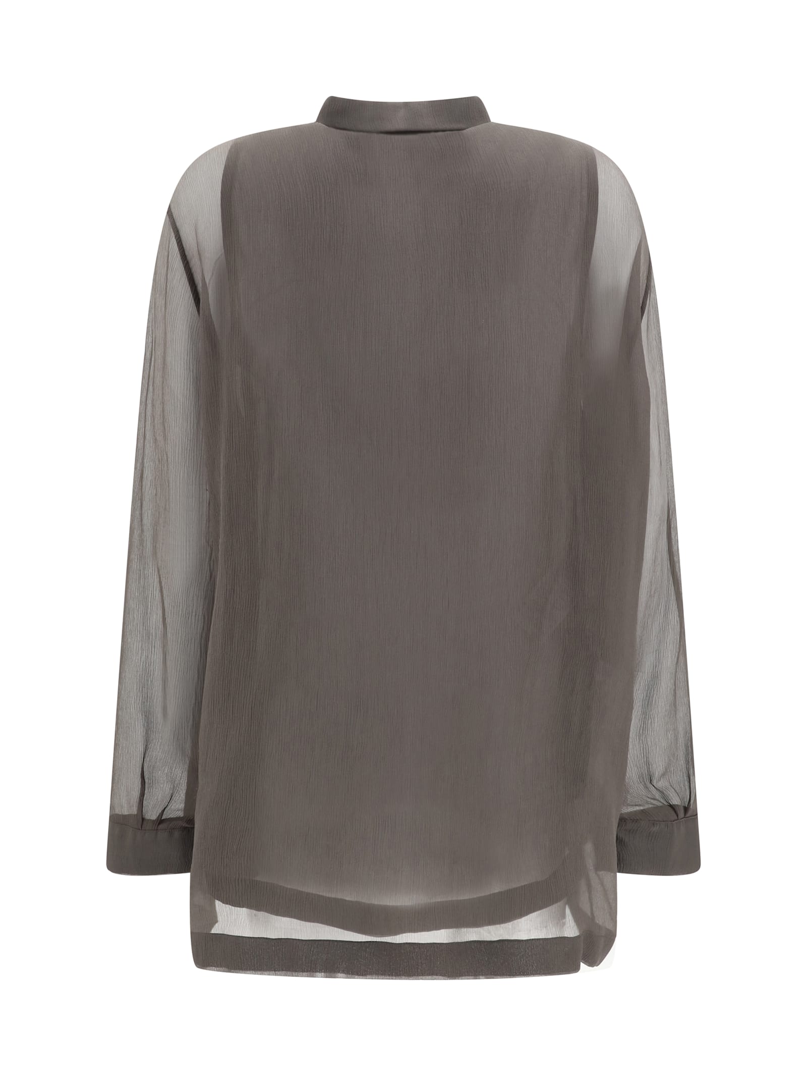 Giorgio Armani Collared Shirt And Sheer Sleeveless Top Set In Forest