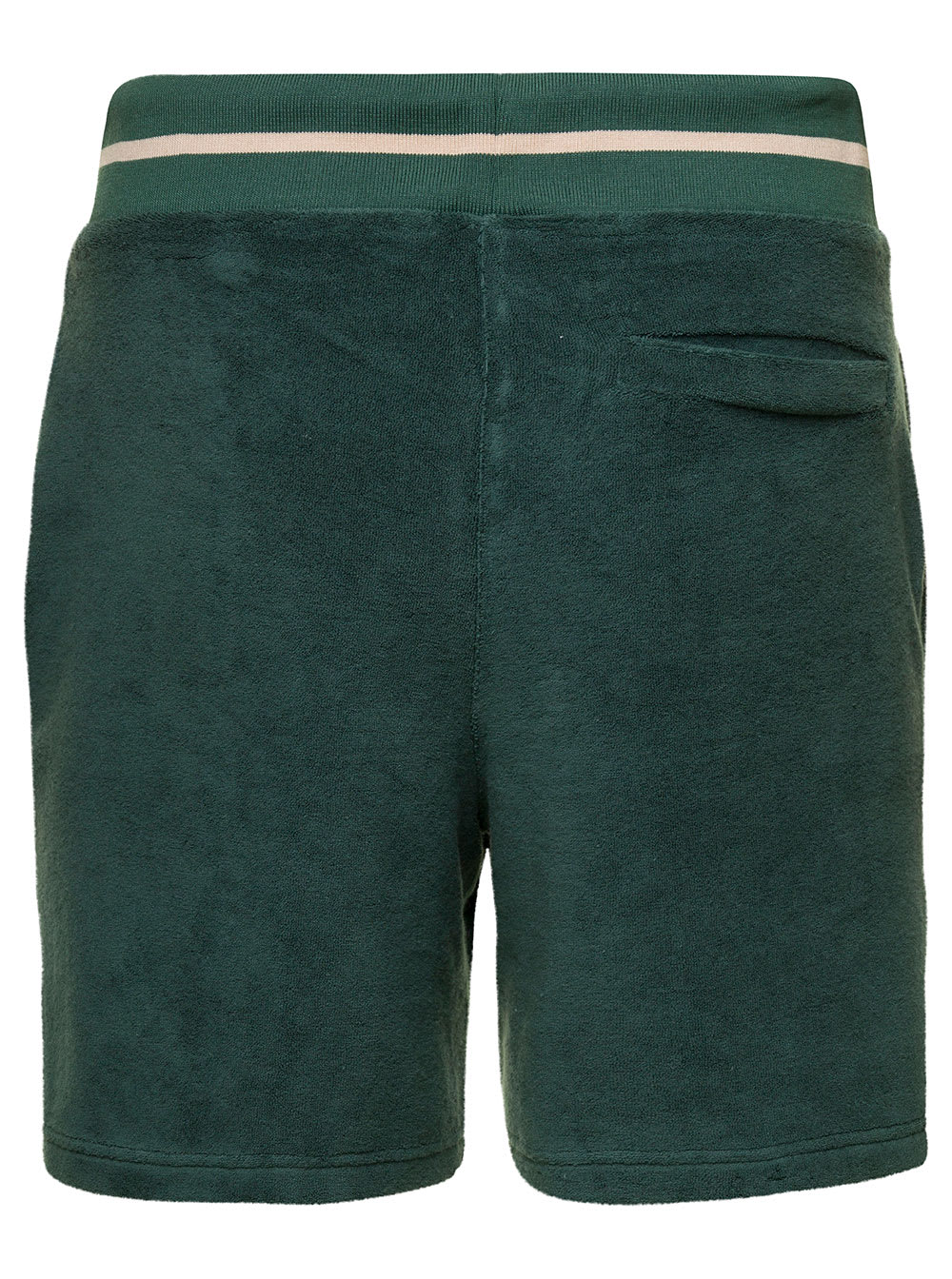 Shop Autry Green Bermuda Shorts With Drawstring And Staple X Logo Detail In Jersey Man