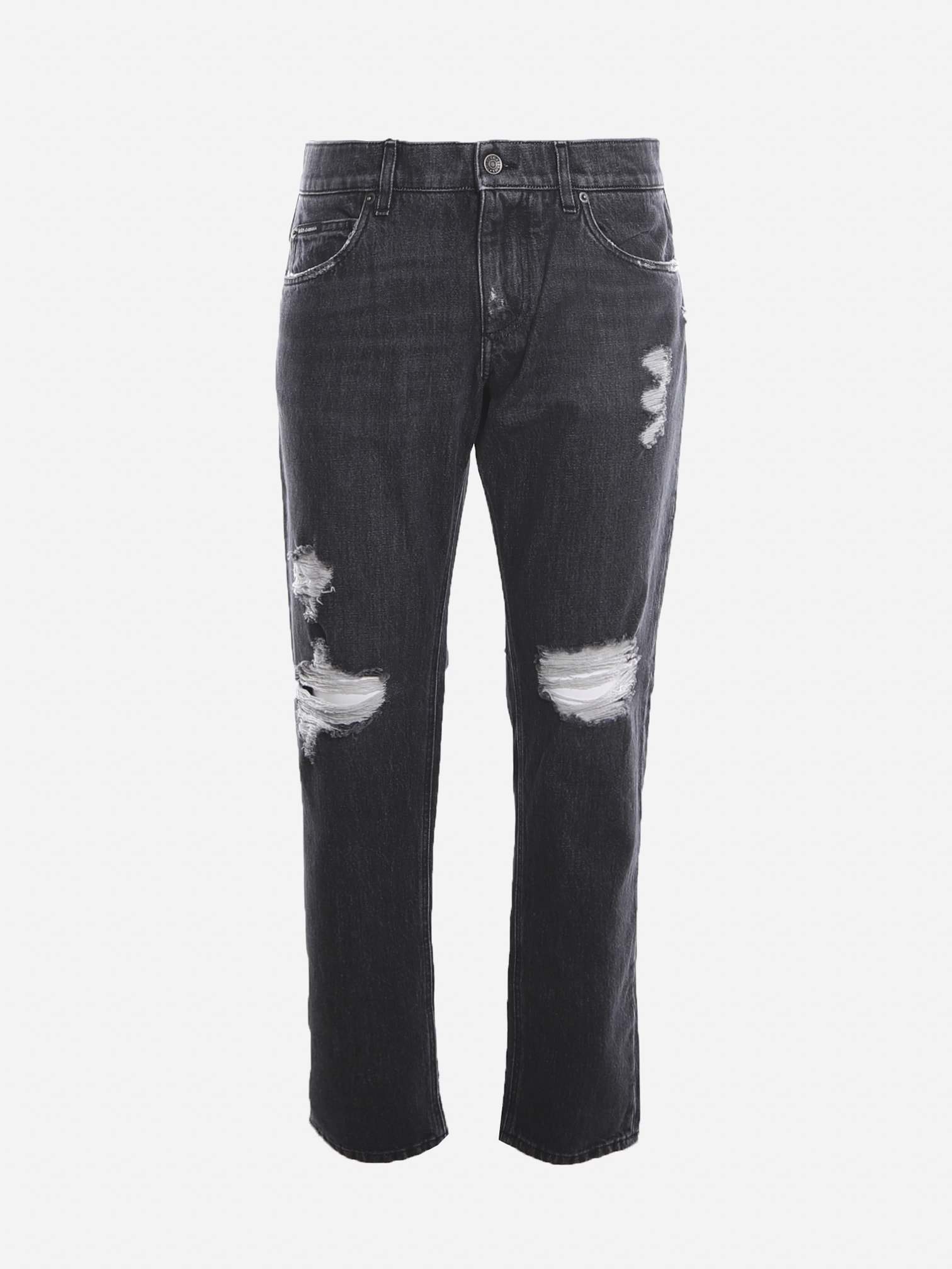 Dolce & Gabbana Distressed Cotton Denim Jeans
