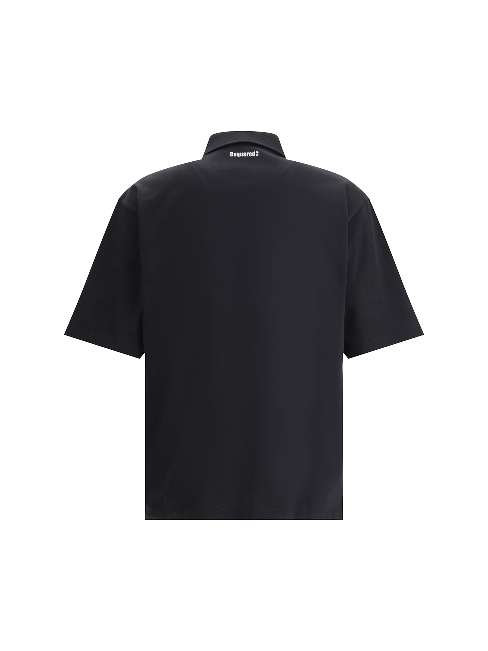 Dsquared2 Black Polo Shirt With Classic Collar And Logo Lettering On The Front In Black