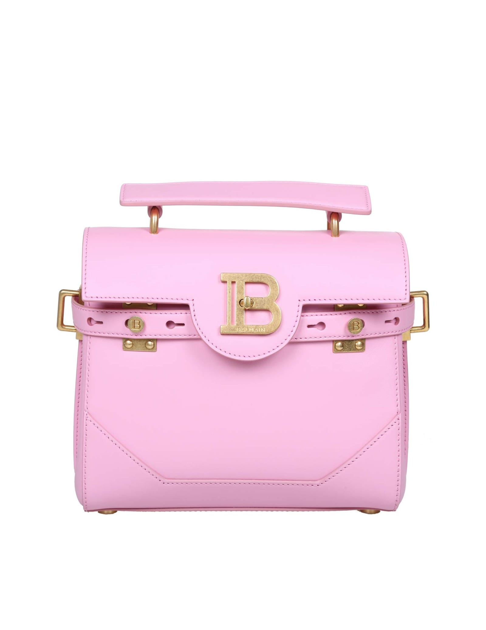 Balmain B-buzz 23 Bag In Pink Color Leather
