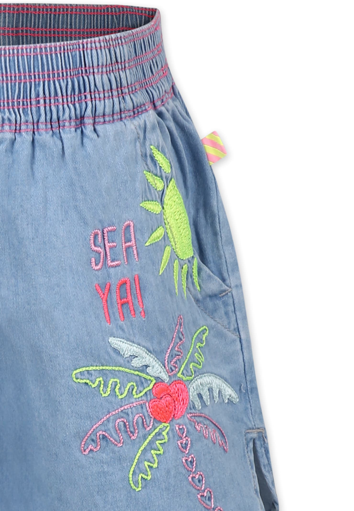 Shop Billieblush Denim Shorts For Girl With Palm Tree