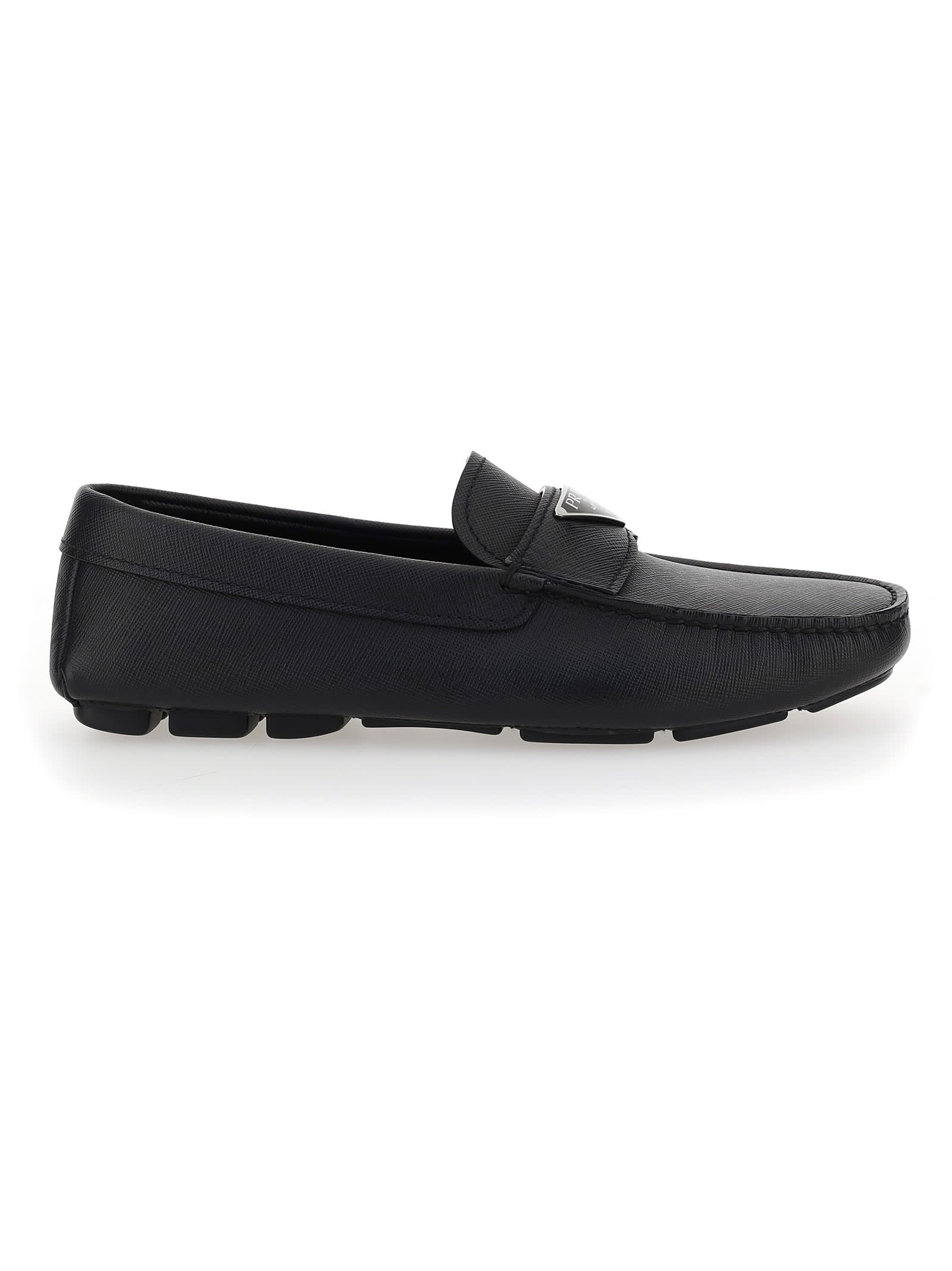 Prada Mens Black Leather Loafers