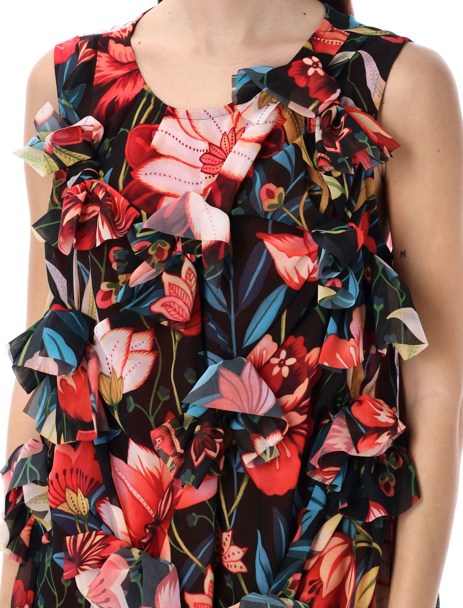 Shop Comme Des Garçons Floral Dress In Multicolor