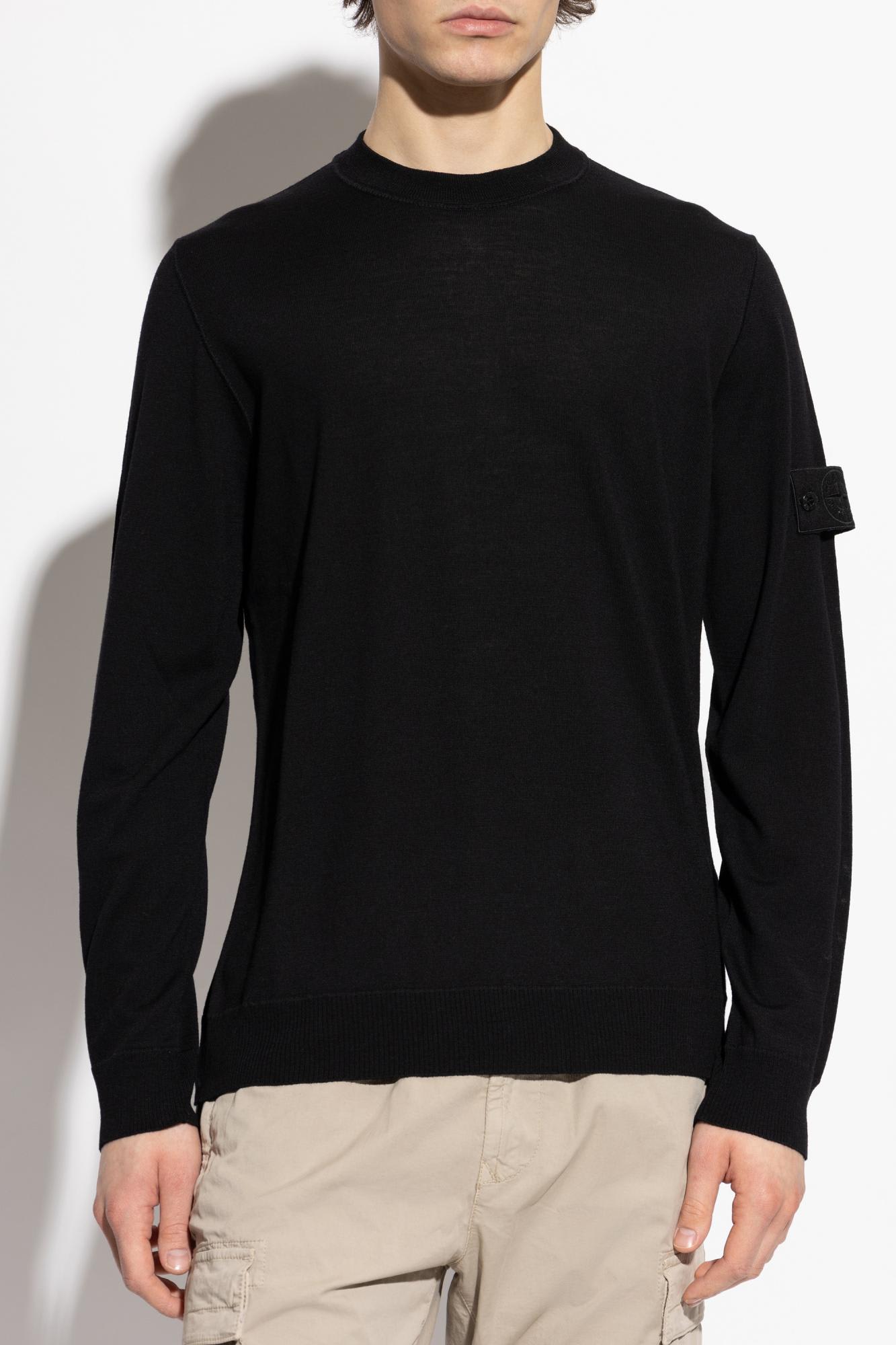Stone Island Ribbed Crewneck Sweater With Long Sleeves In Black