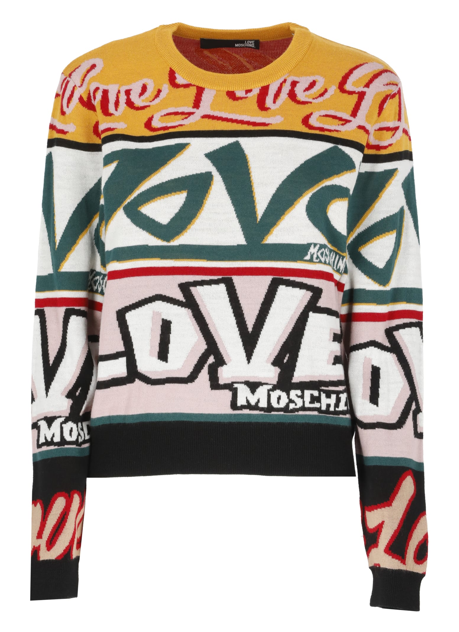 Love Moschino Sweater With Multicolor Logos