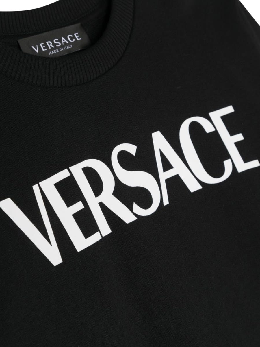Shop Versace Logo Crewneck Sweatshirt In Black
