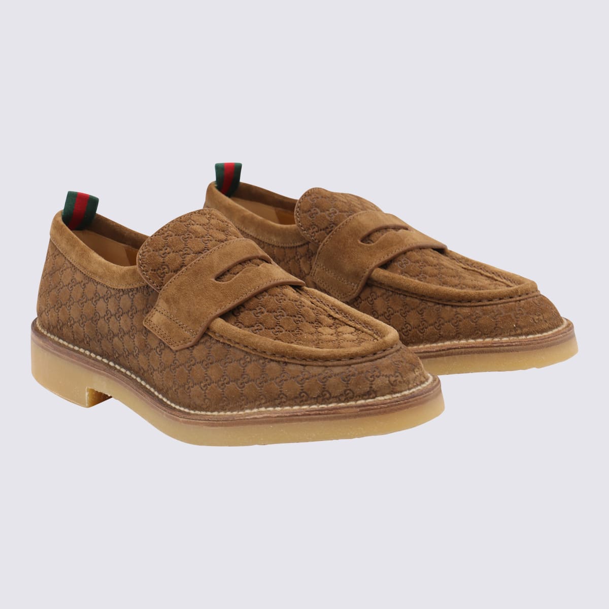 Gucci Tobacco Leather Loafers In Brown